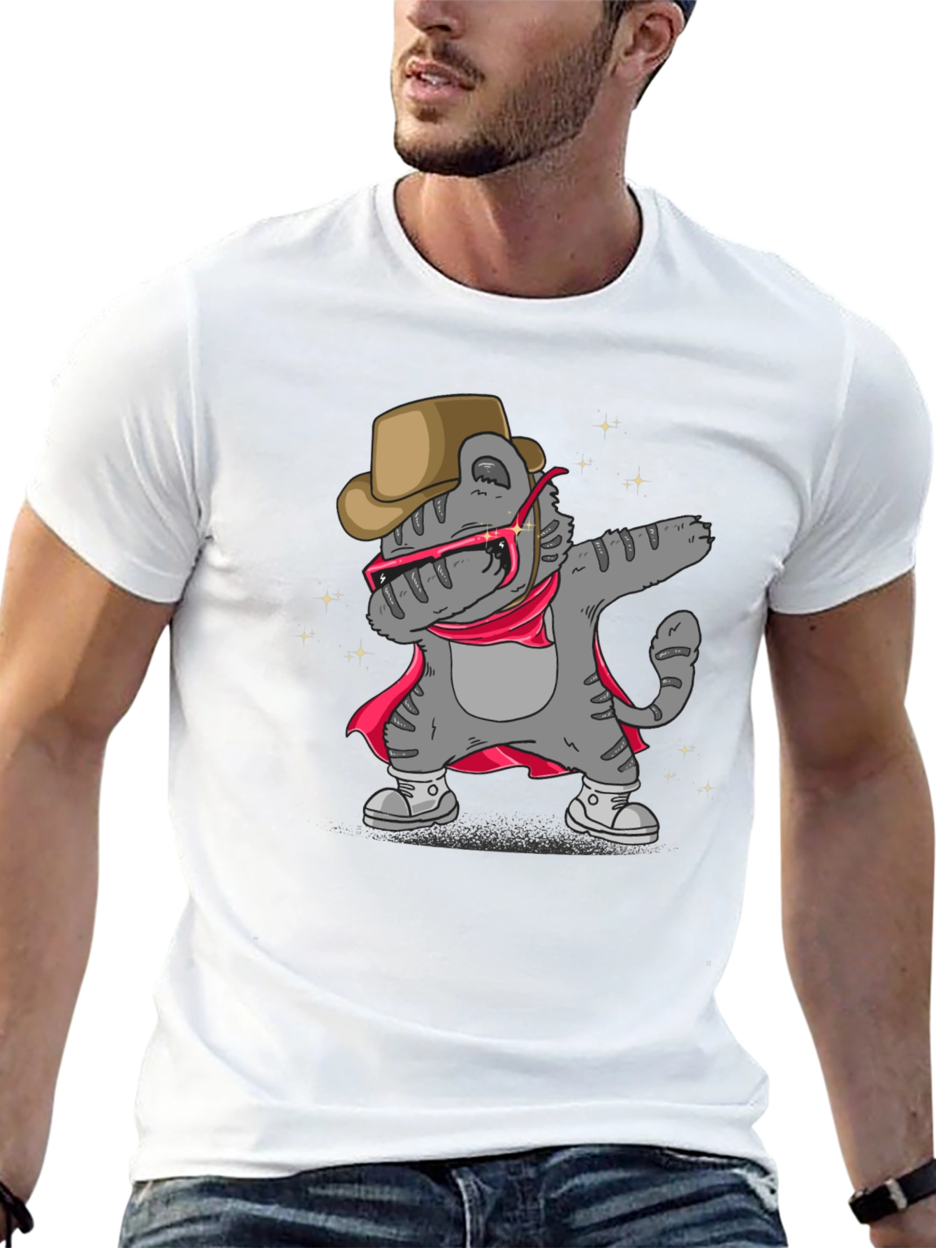 Dabbing Cat Cowboy T-Shirt