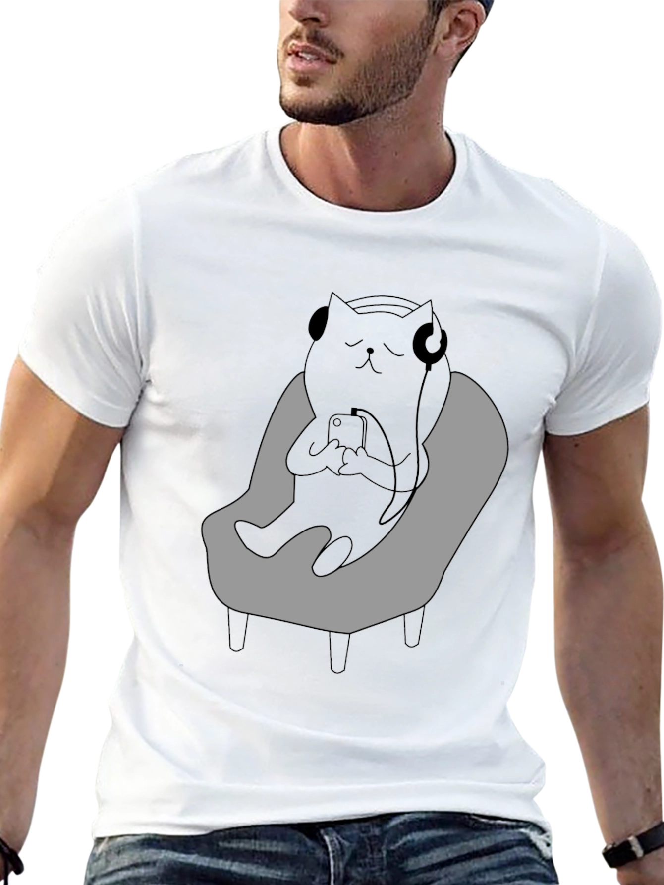 Cool Cat Relaxing in Chair T-Shirt