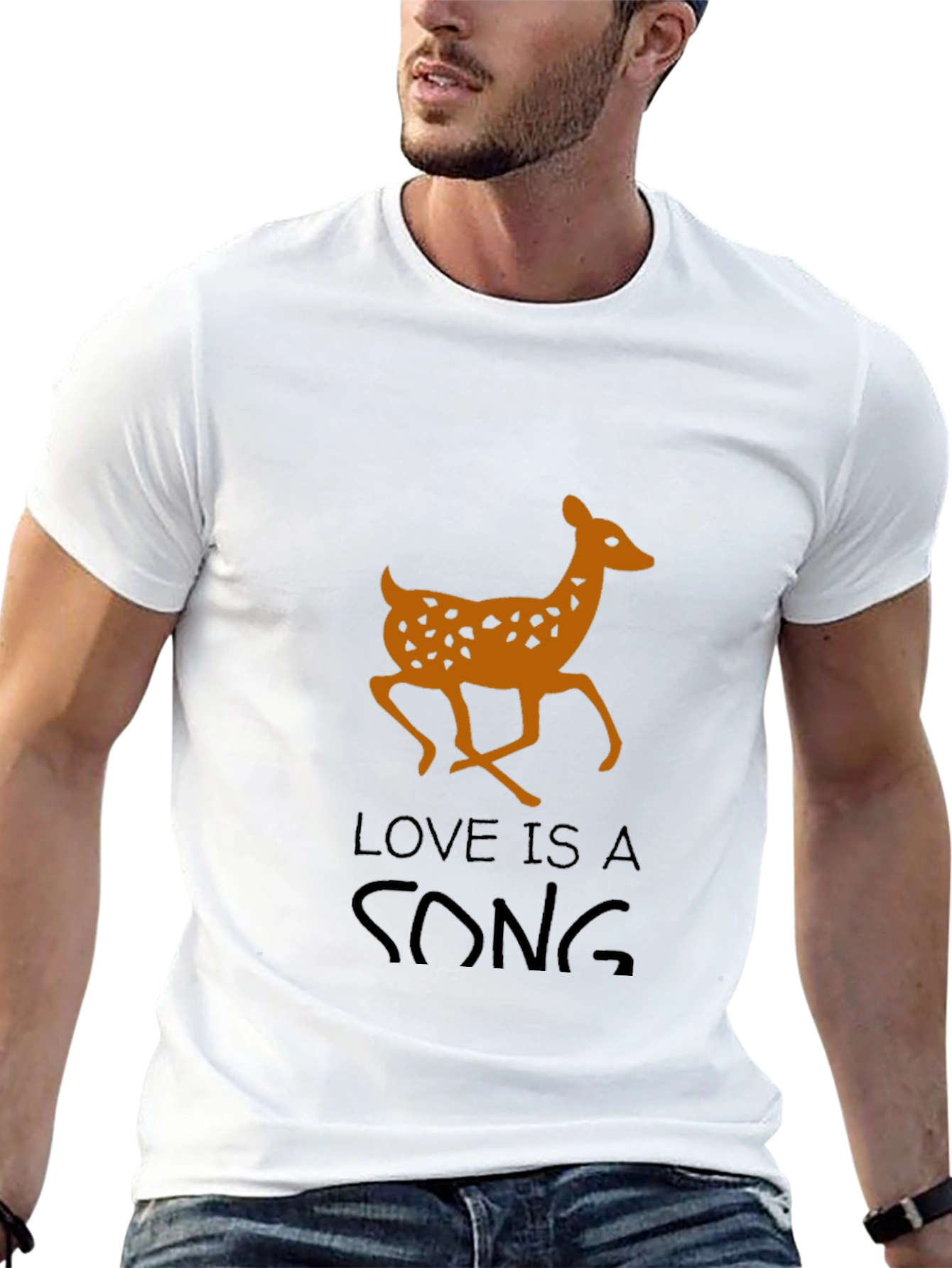 Deer Love Song Graphic T-Shirt - Mens Black Tee