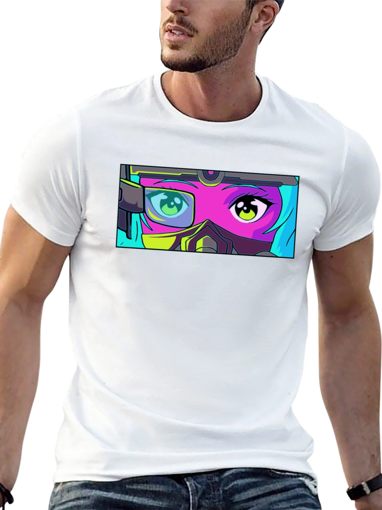 Anime Eyes T-Shirt - Futuristic Manga Graphic Tee