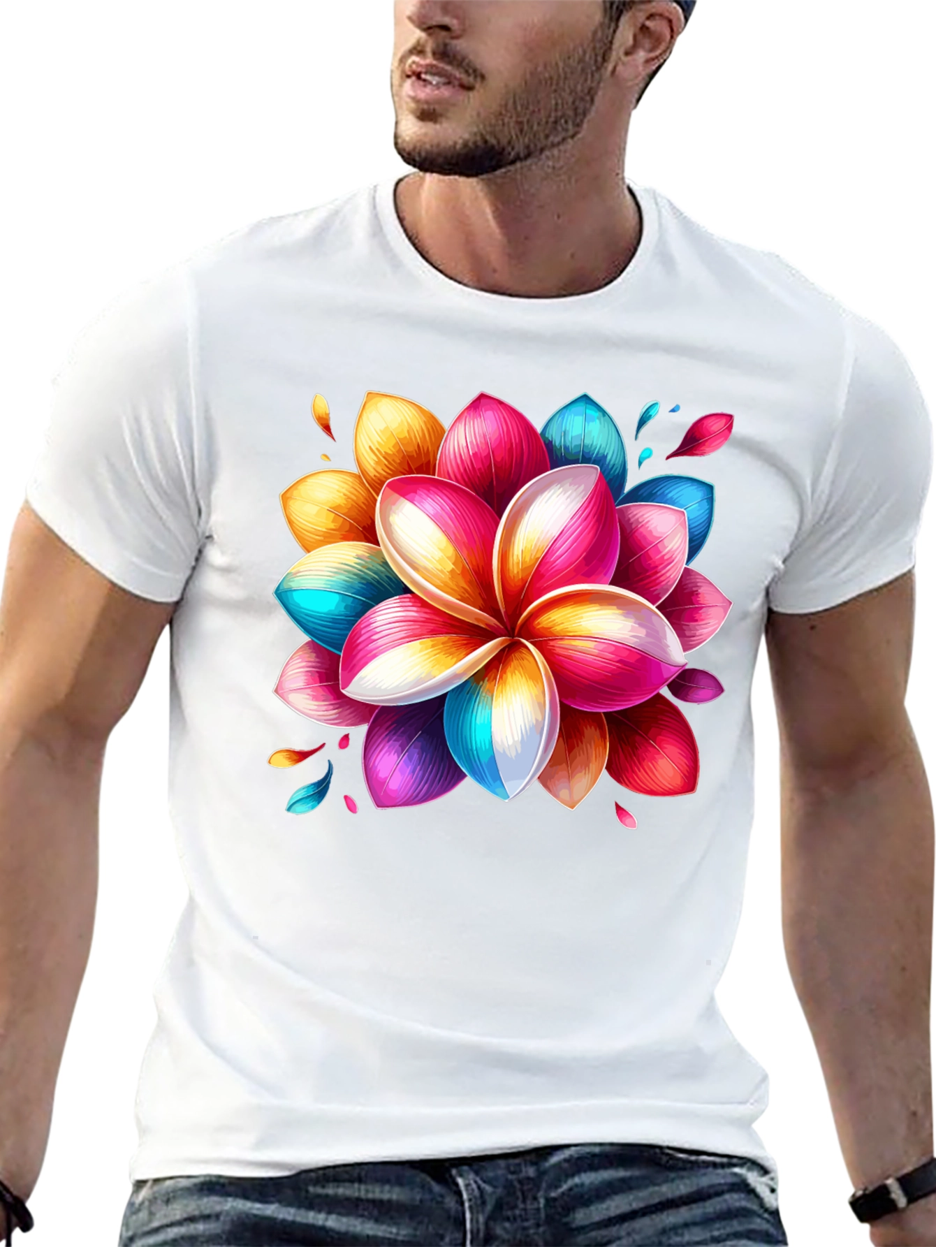 Floral Burst Graphic Tee - Vivid Design