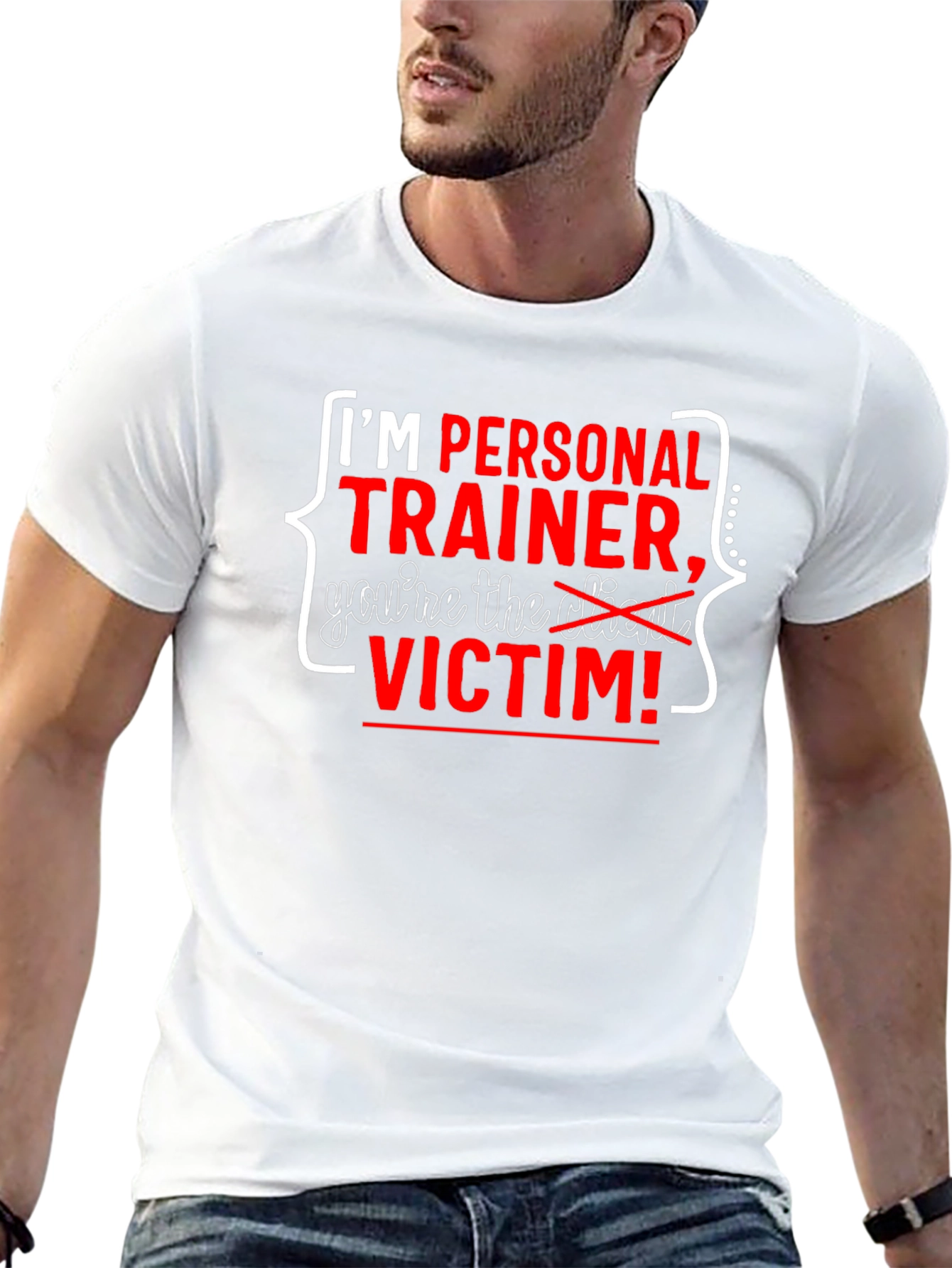 Personal Trainer Victim T-Shirt Funny Workout Tee