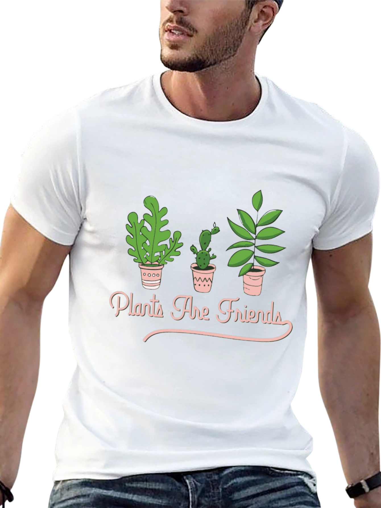 Plants Are Friends Graphic Tee - Black Cotton T-Shirt