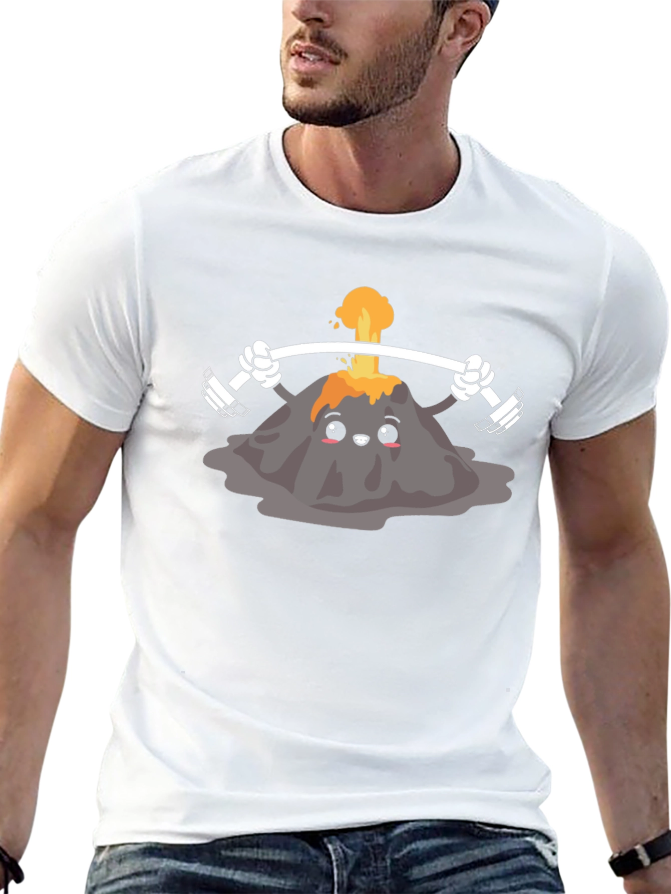 Volcano Lifting Weights Graphic Tee - Black