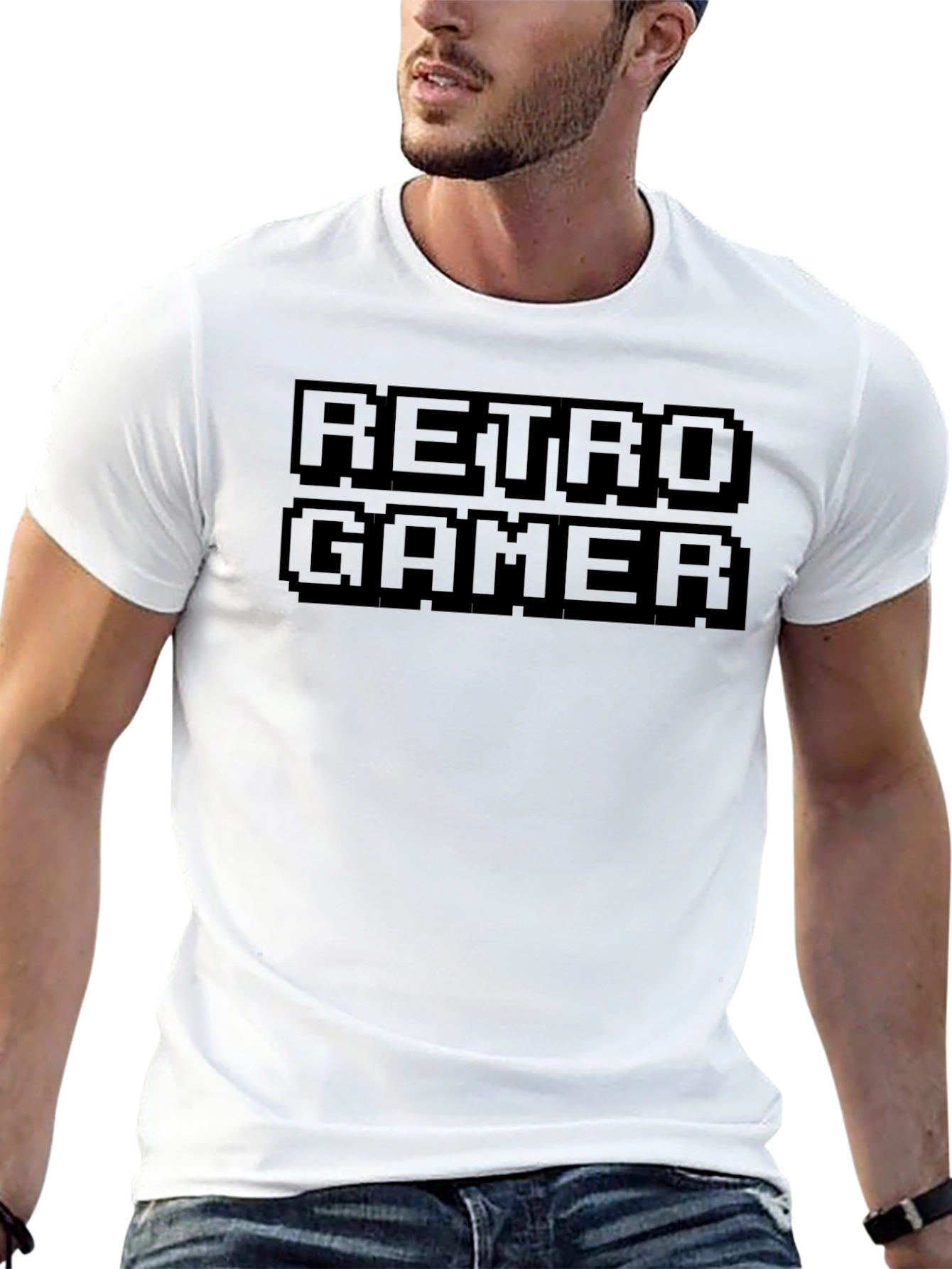 Retro Gamer Black Crew Neck T-Shirt