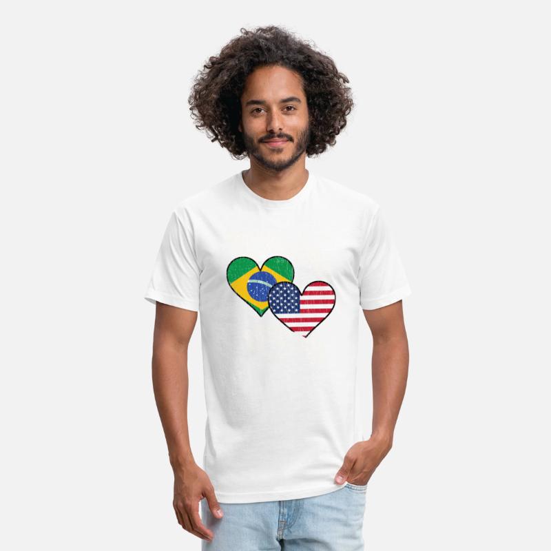 Brazilian American Heart Flags Brazil America