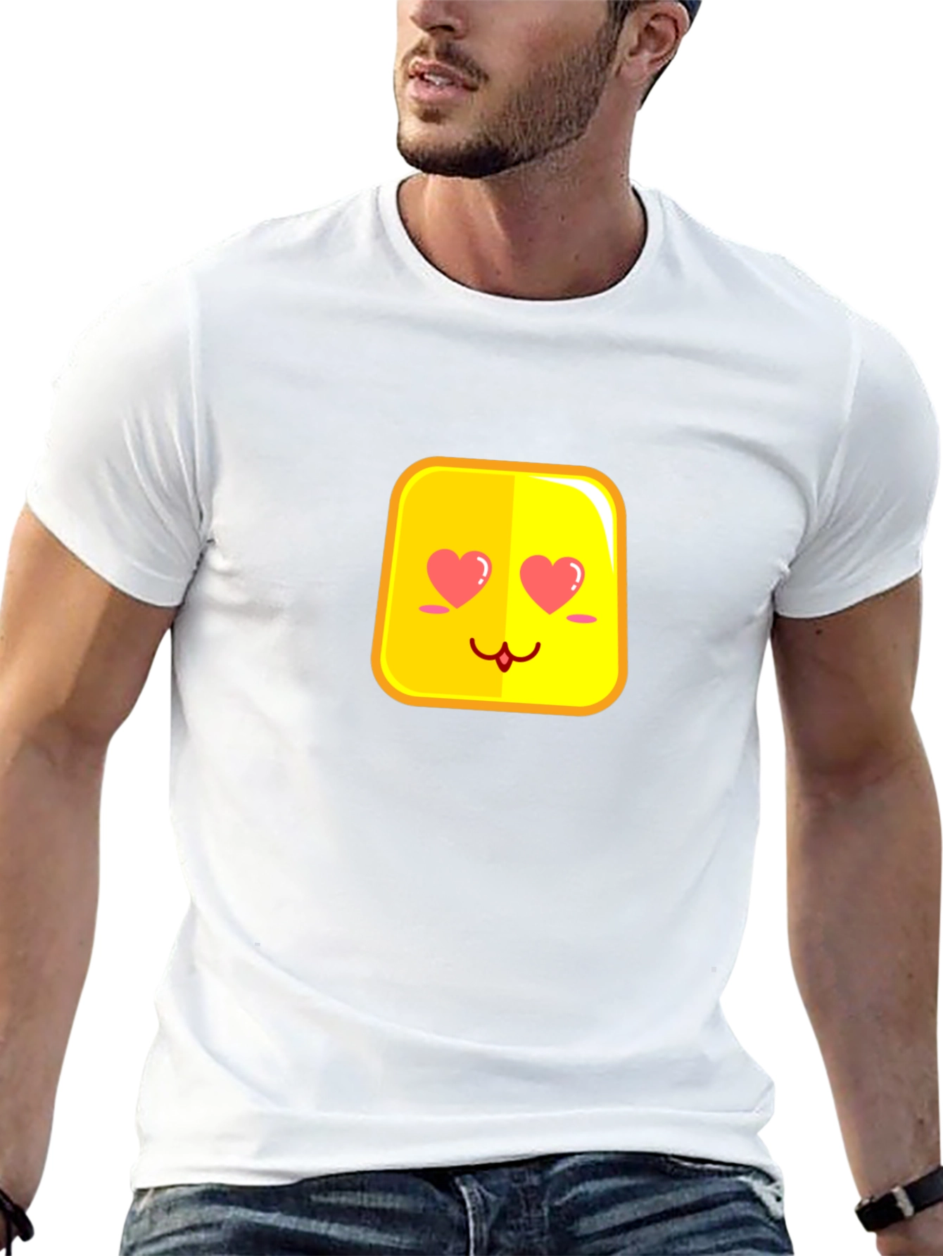 Cute Emoji Love Eyes Black T-Shirt