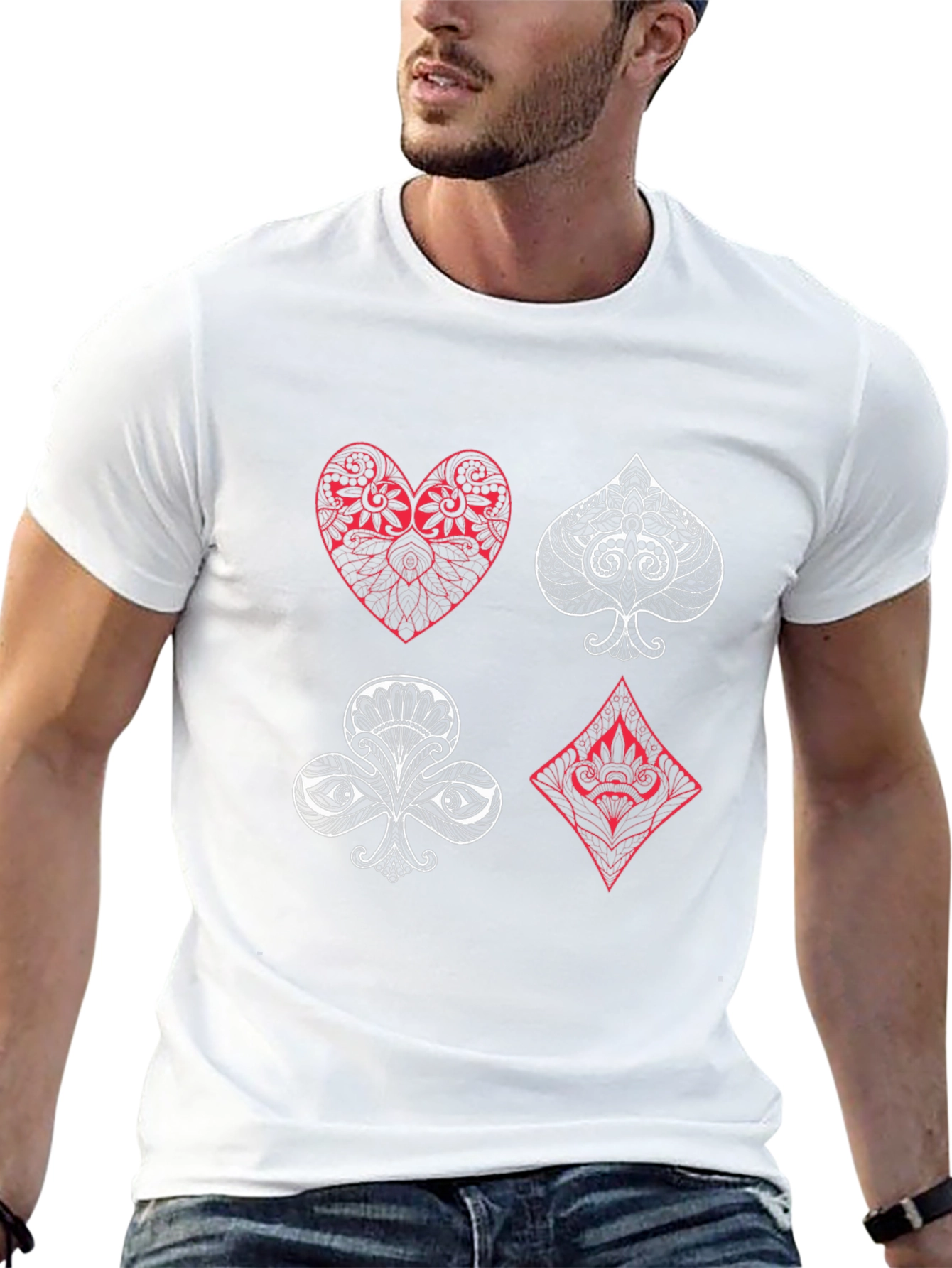 Playing Card Suits Graphic Tee - Unique Design