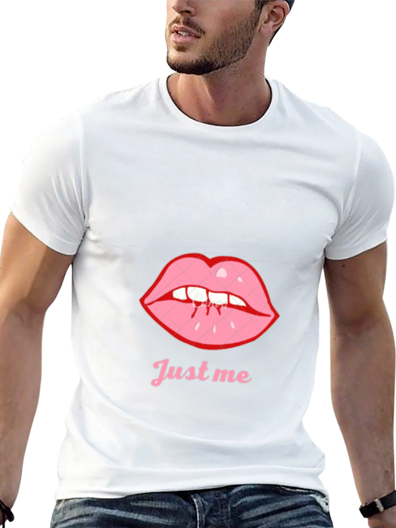 Black Tee with Just Me Lips Graphic