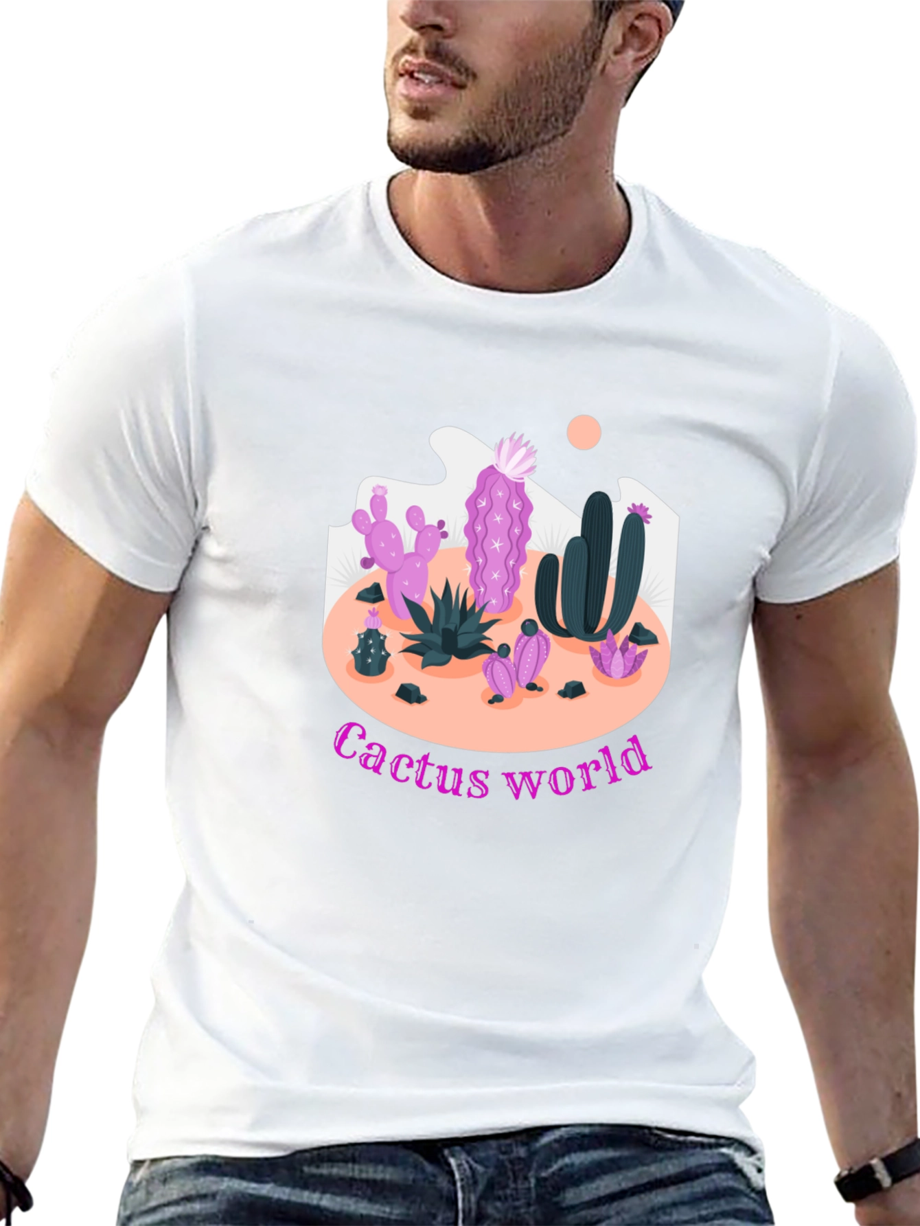 Cactus World Graphic Tee - Unique Desert Design