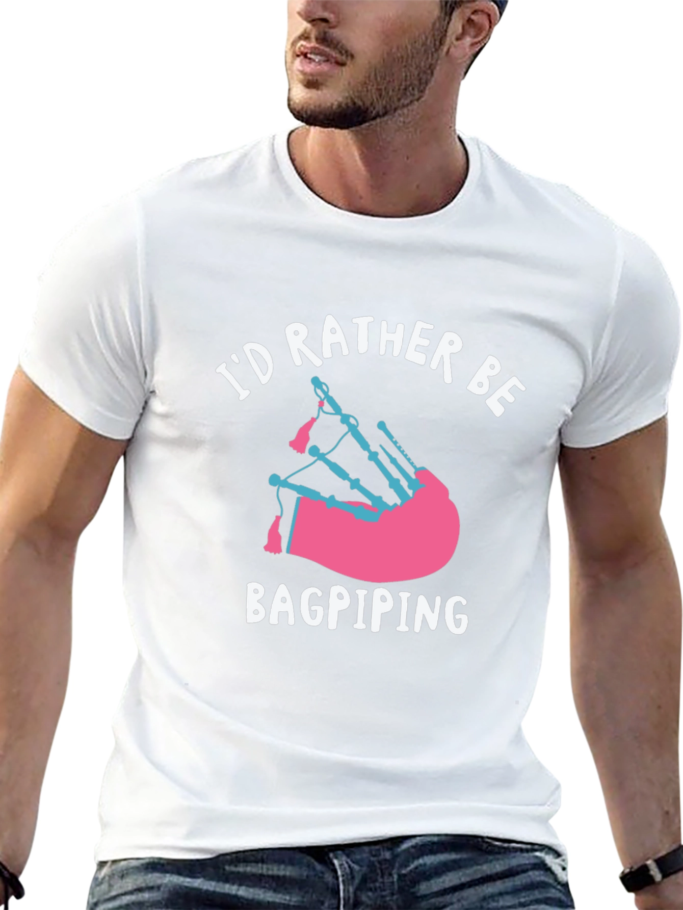 Bagpiping T-Shirt - Id Rather Be Bagpiping Graphic Tee