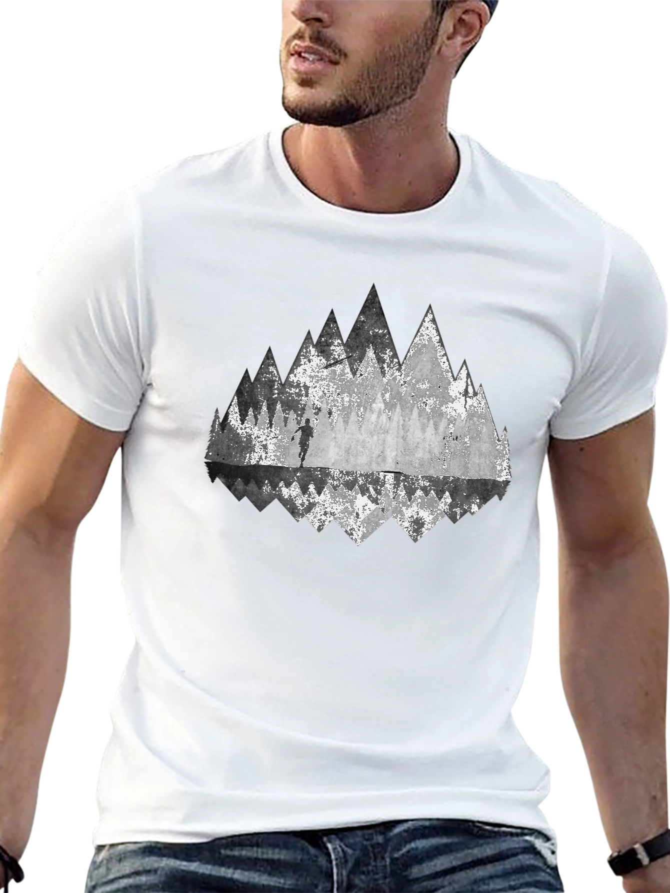 Mountain Reflection Graphic Tee - Black