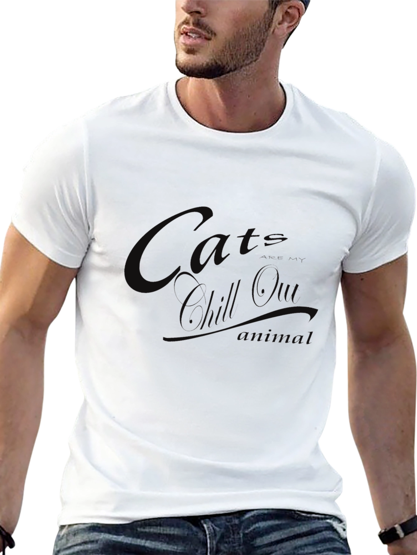 Chill Out Cats T-Shirt - Black Crew Neck Tee