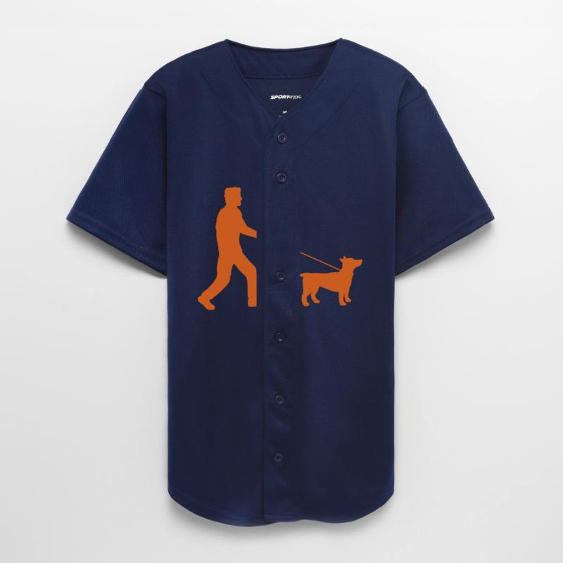 Dog Owner Man Takes a Happy Leash Walk Silhouette