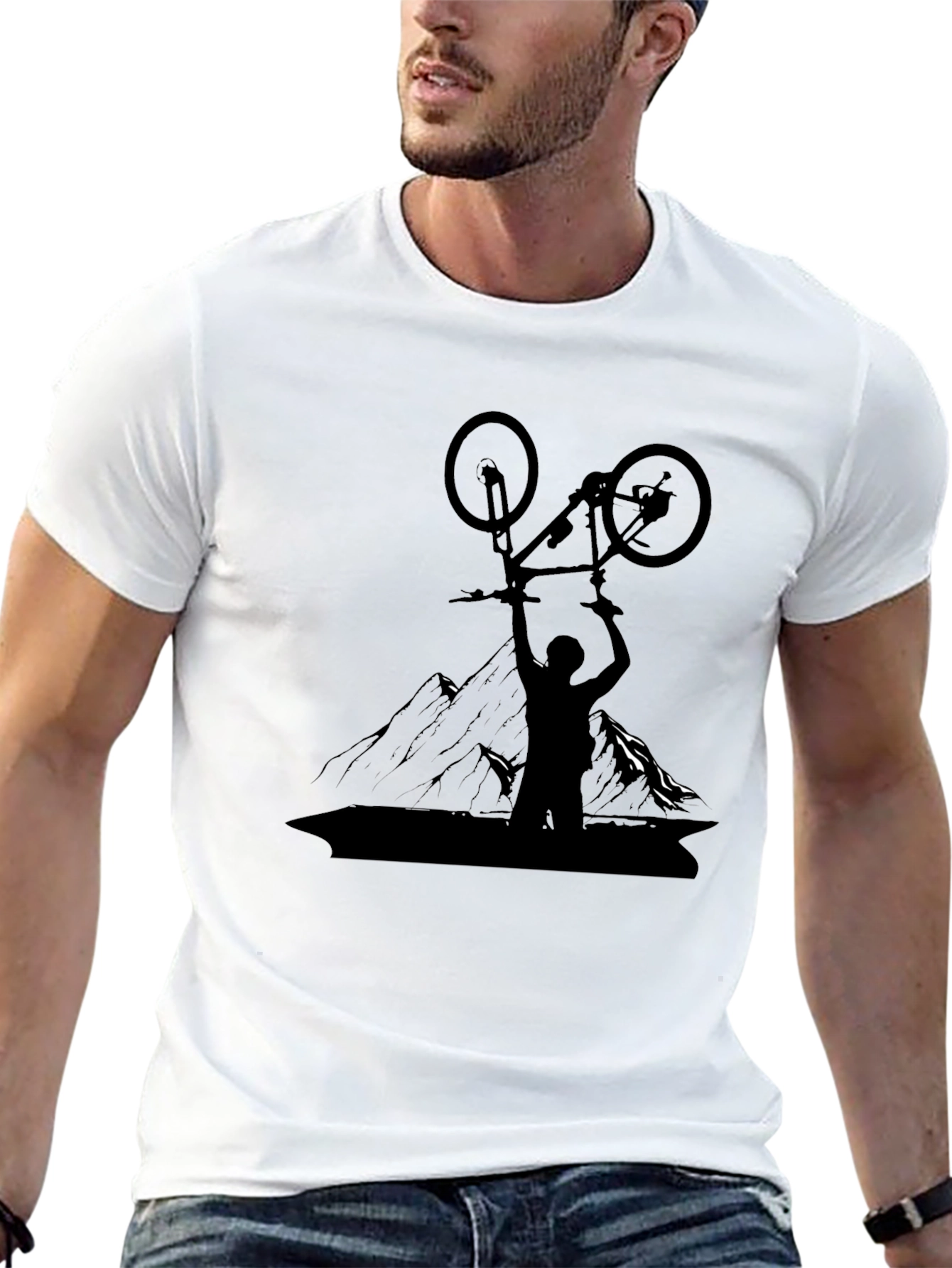 Mountain Biker Silhouette Graphic Tee
