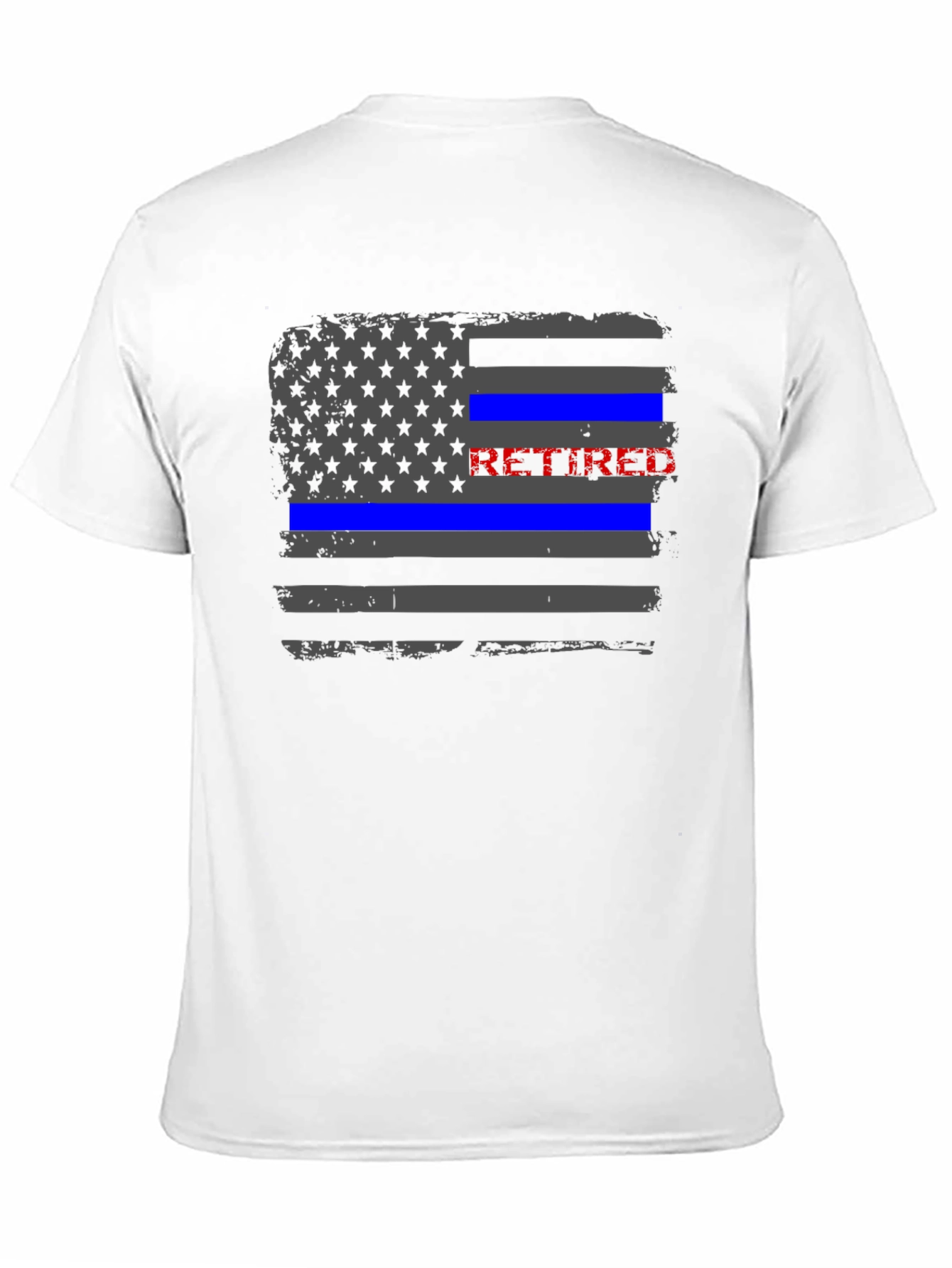 Retired Police Officer Thin Blue Line Flag T-Shirt