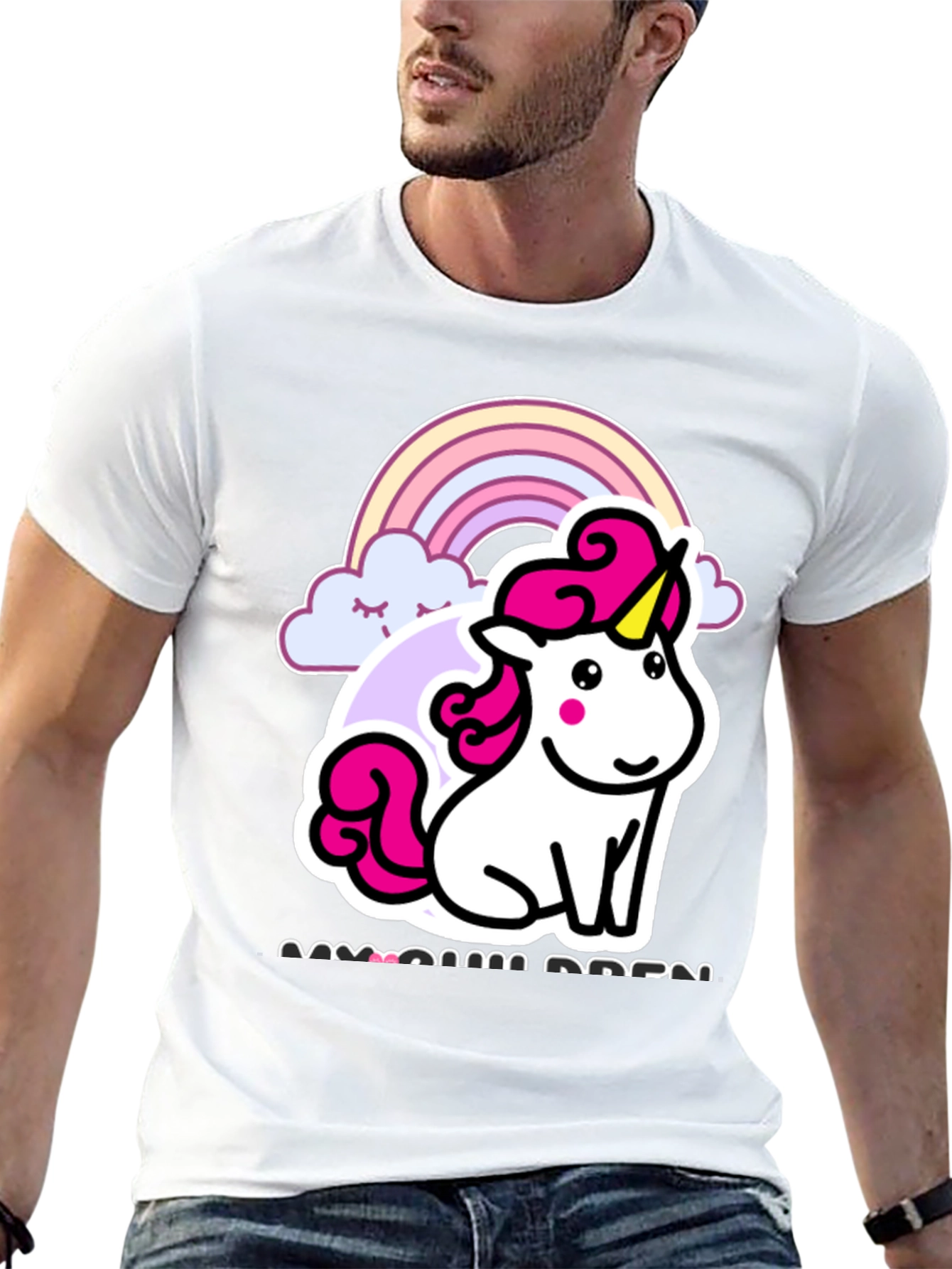 Unicorn Rainbow Graphic T-Shirt - Black