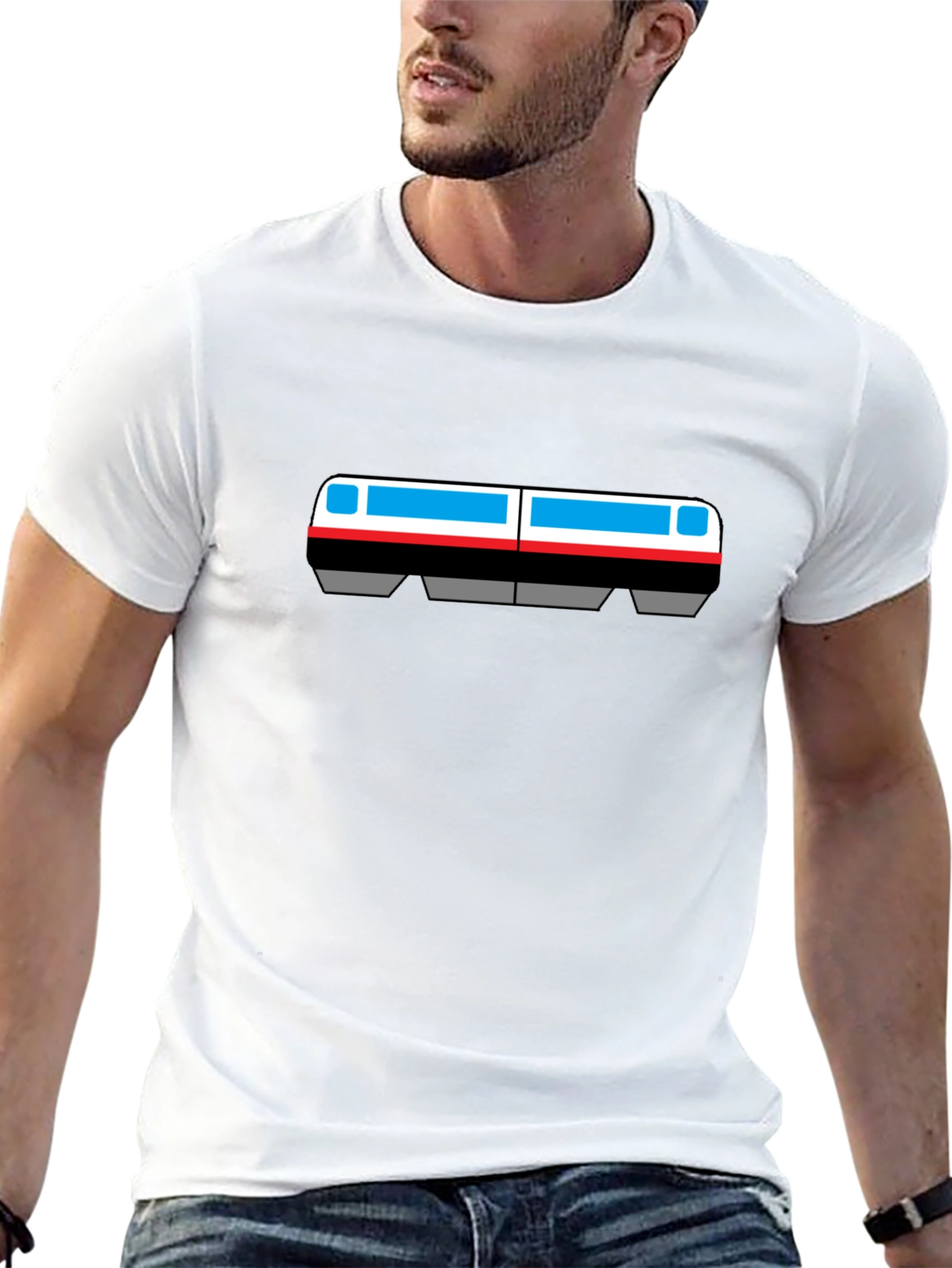 Retro Subway Train Graphic Tee - Black
