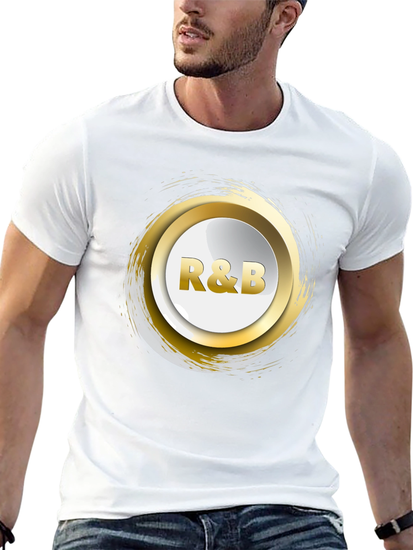 R&B Graphic Print Crew Neck T-Shirt