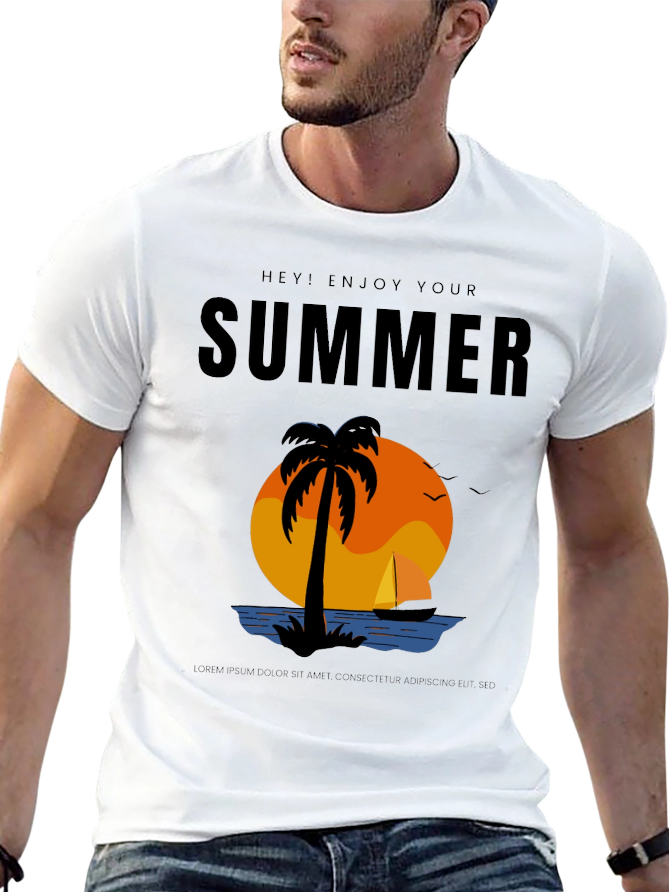 Summer Enjoy T-Shirt - Palm Tree Sunset Vacation Tee