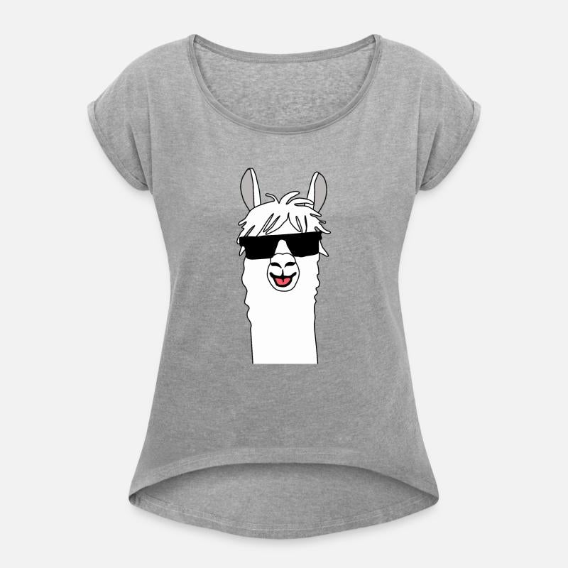Funny alpaca comic lama in white with sunglasses
