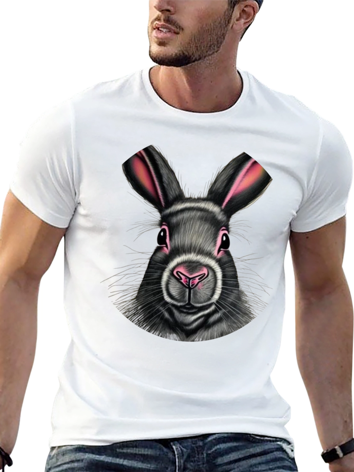 Black Rabbit Graphic Tee - Cute Bunny T-Shirt