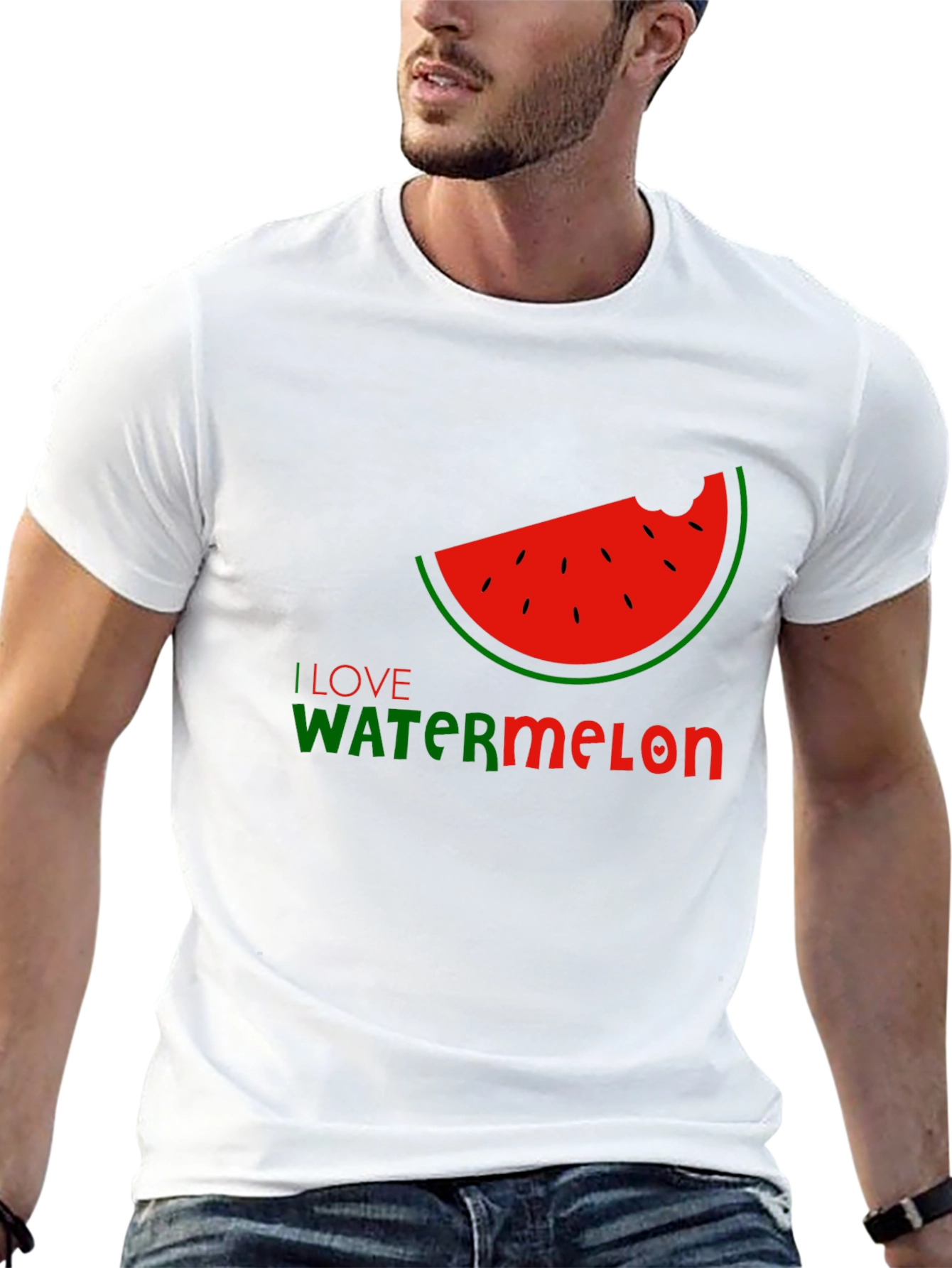 I Love Watermelon Black Graphic T-Shirt