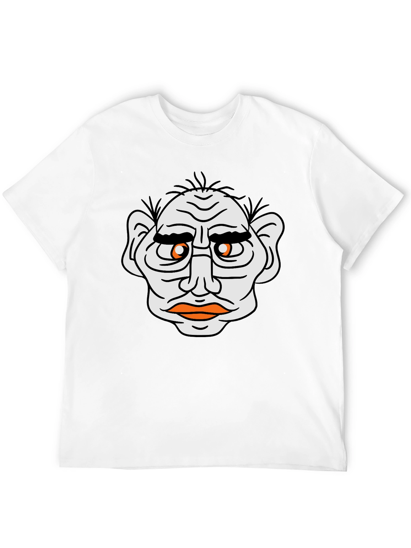 Funny Old Man Face Graphic Black T-Shirt