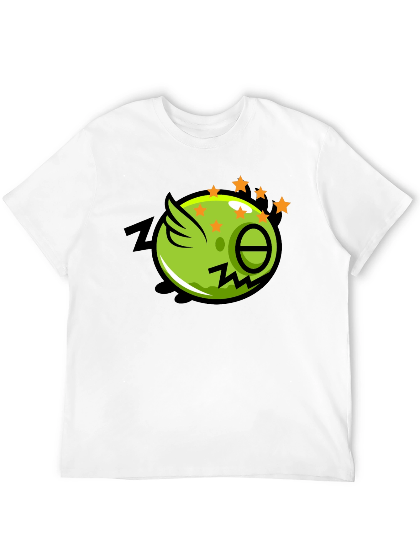 Zonked Green Cartoon Character Black T-Shirt