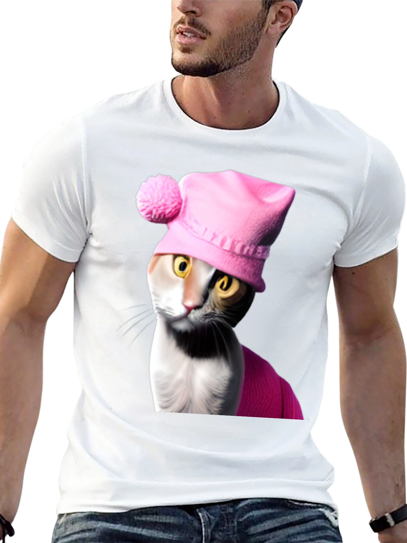 Cat in Pink Hat T-Shirt