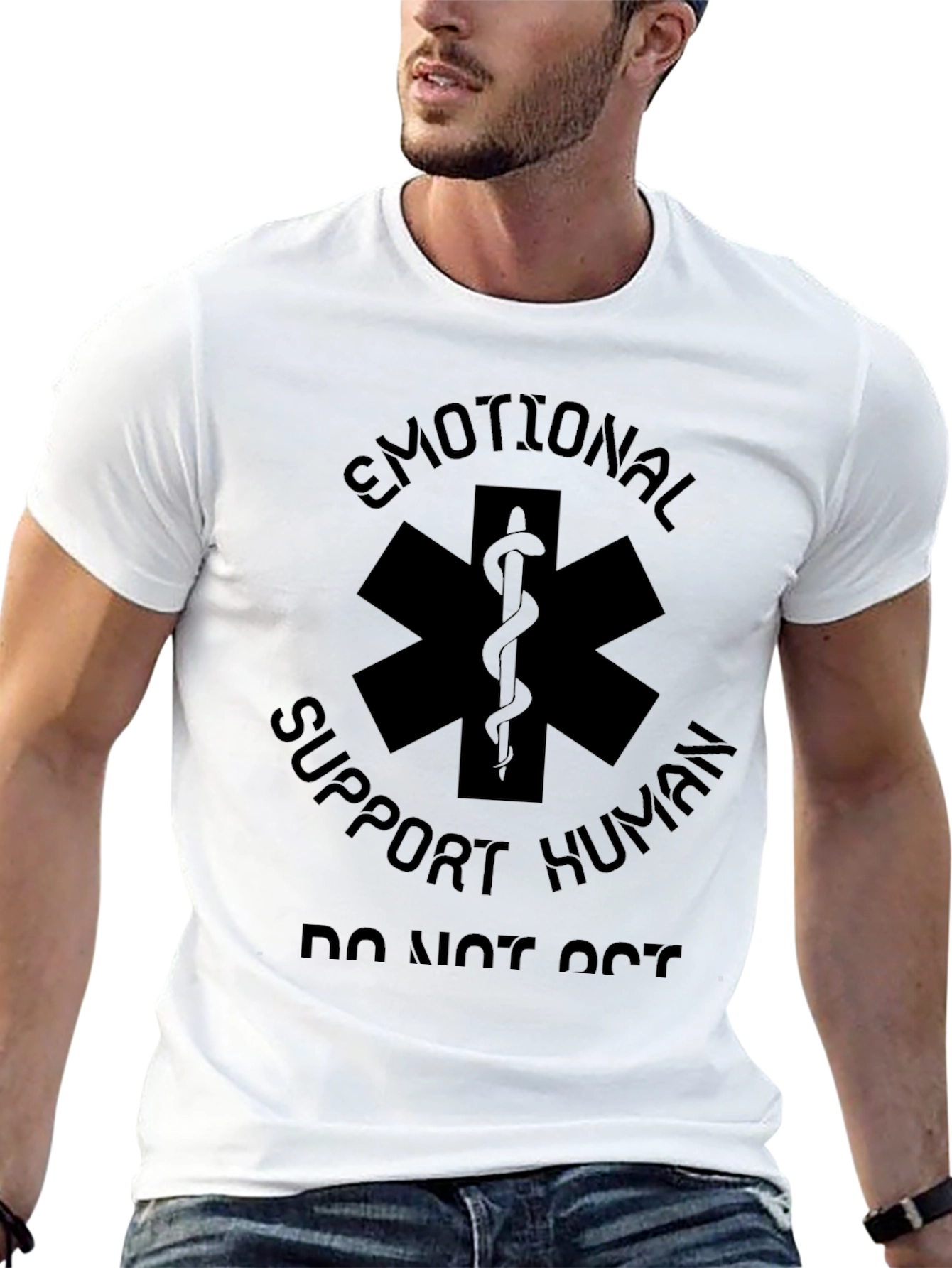 Emotional Support Human Star of Life Black T-Shirt