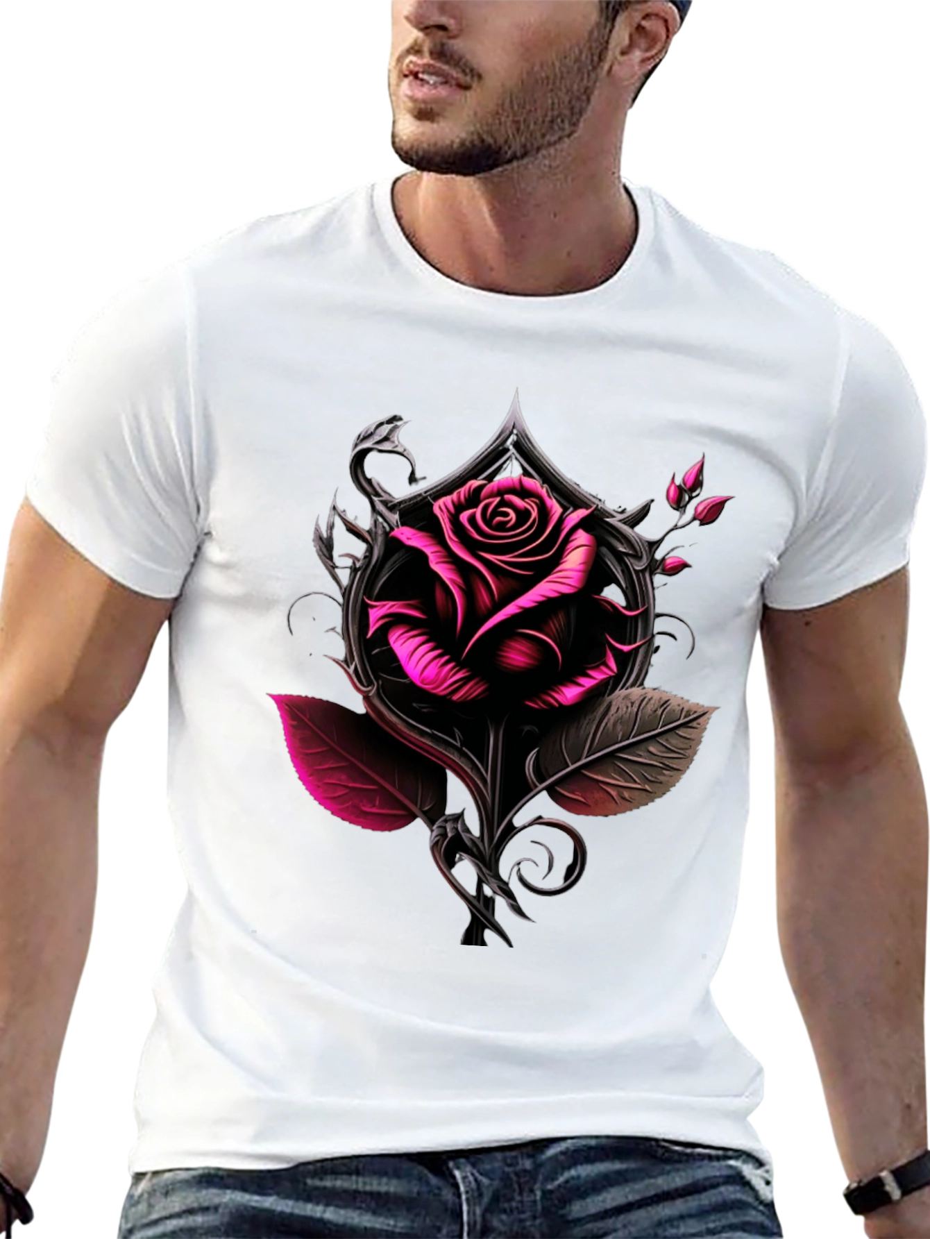 Rose & Ace Graphic Tee - Bold Black Shirt