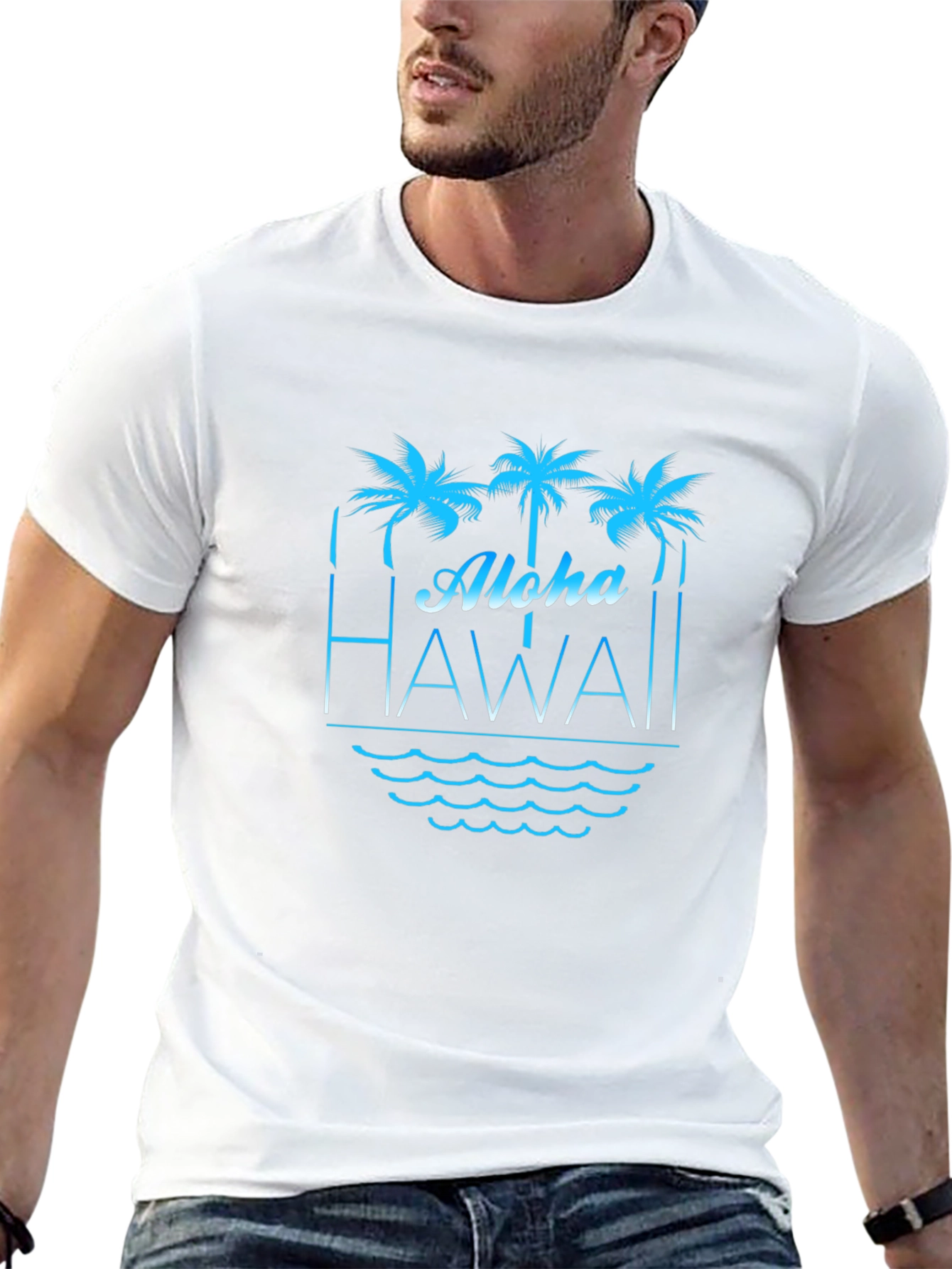 Aloha Hawaii T-Shirt Palm Tree Graphic