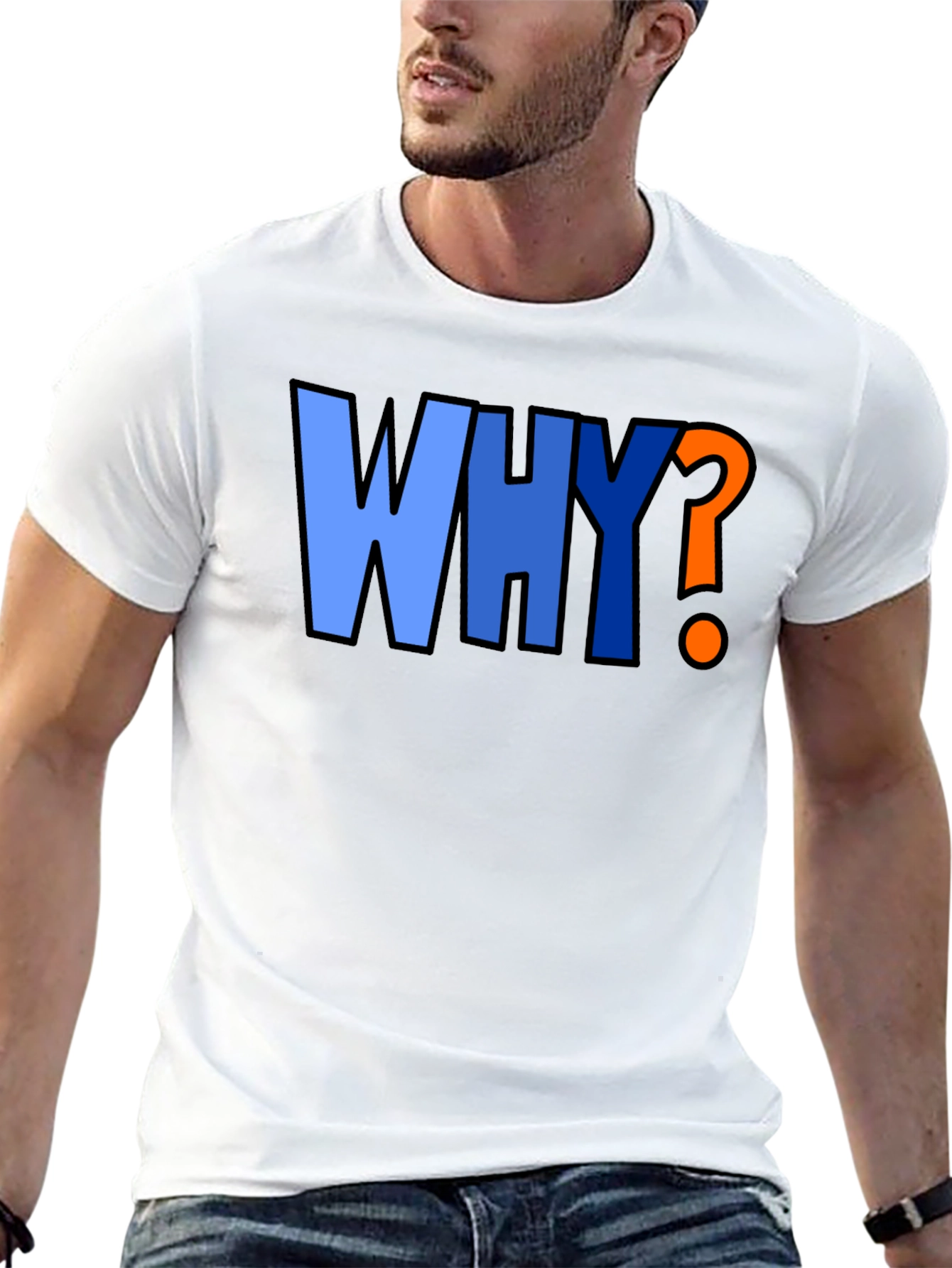 Why? Graphic Print Crew Neck T-Shirt