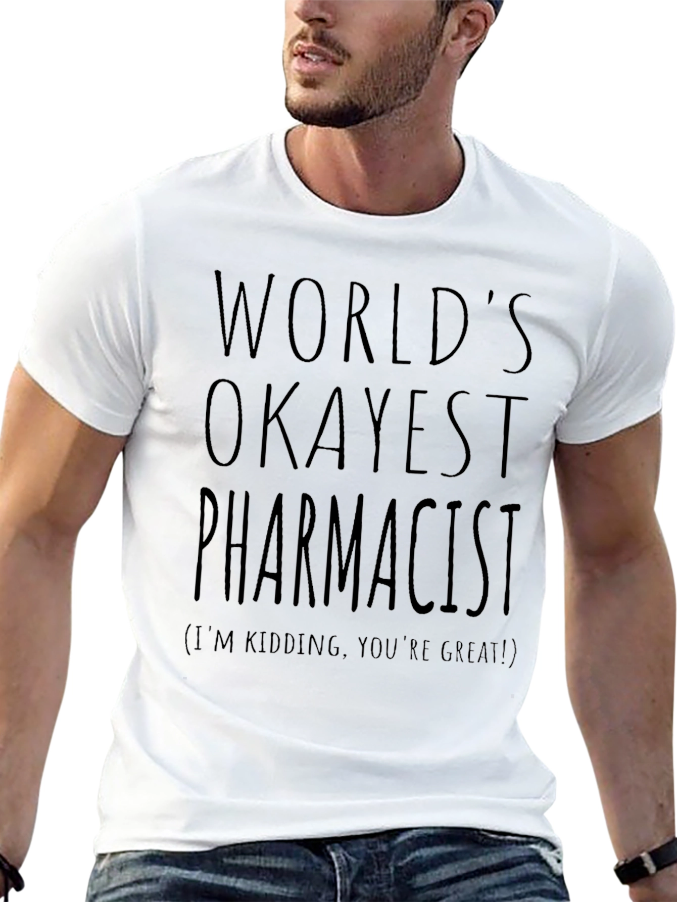 Worlds Okayest Pharmacist Black T-Shirt