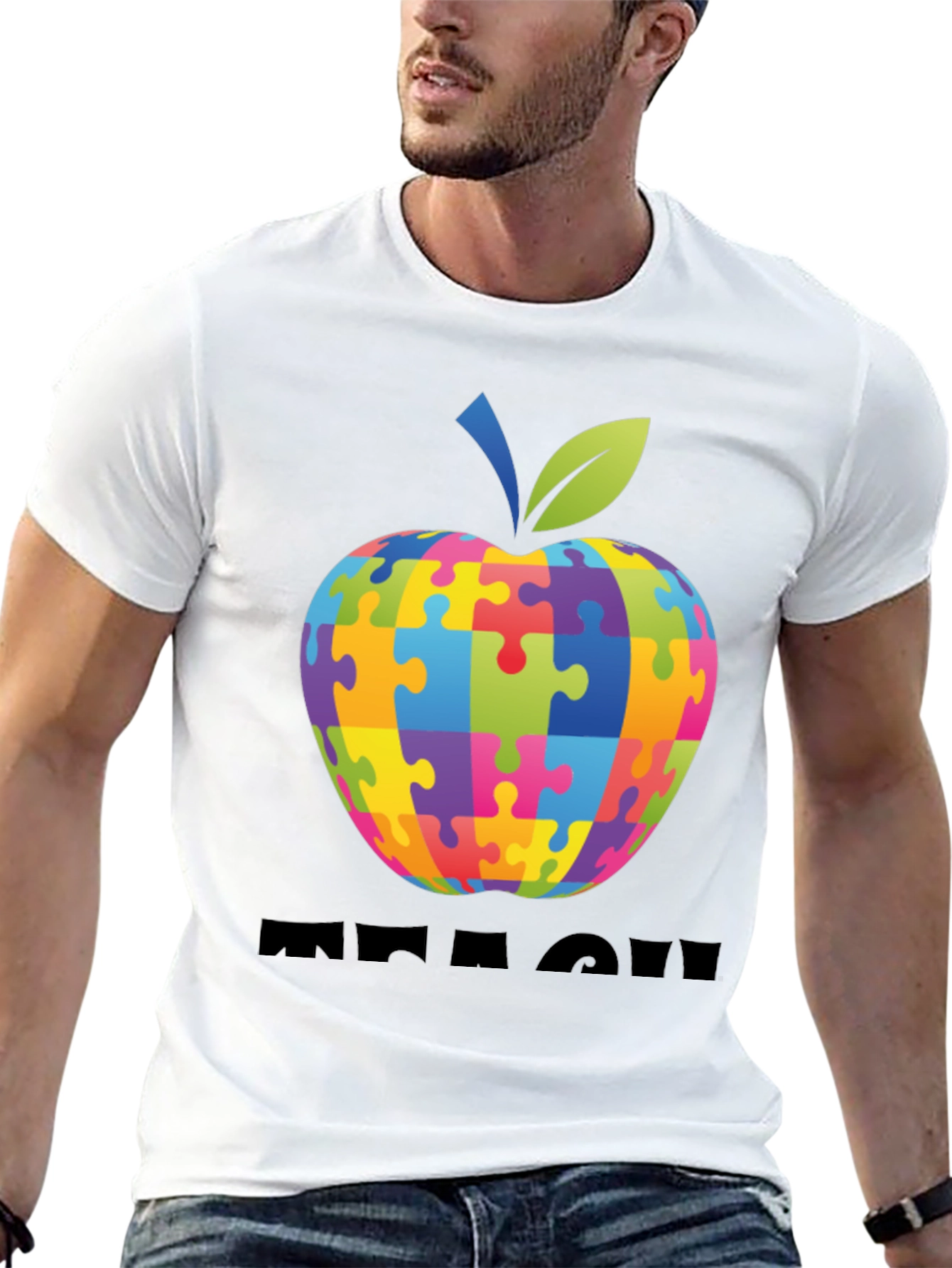 Autism Awareness Apple Teach T-Shirt