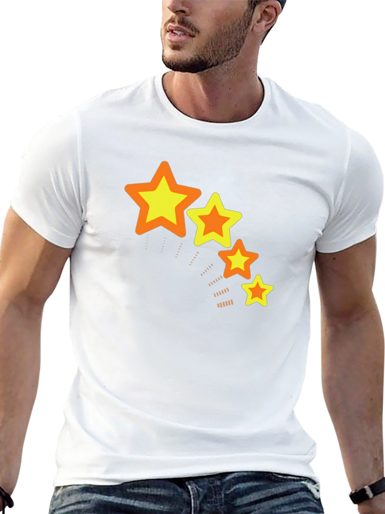 Starry Black Cotton Tee for Men