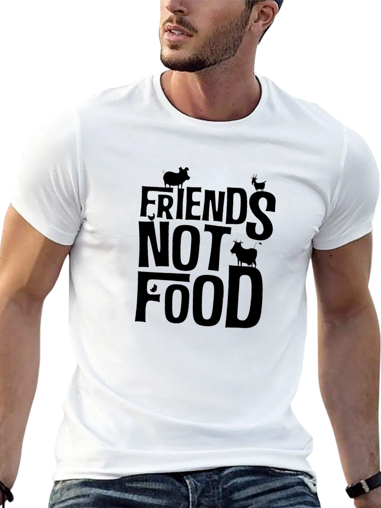 Vegan Friends Not Food Black T-Shirt