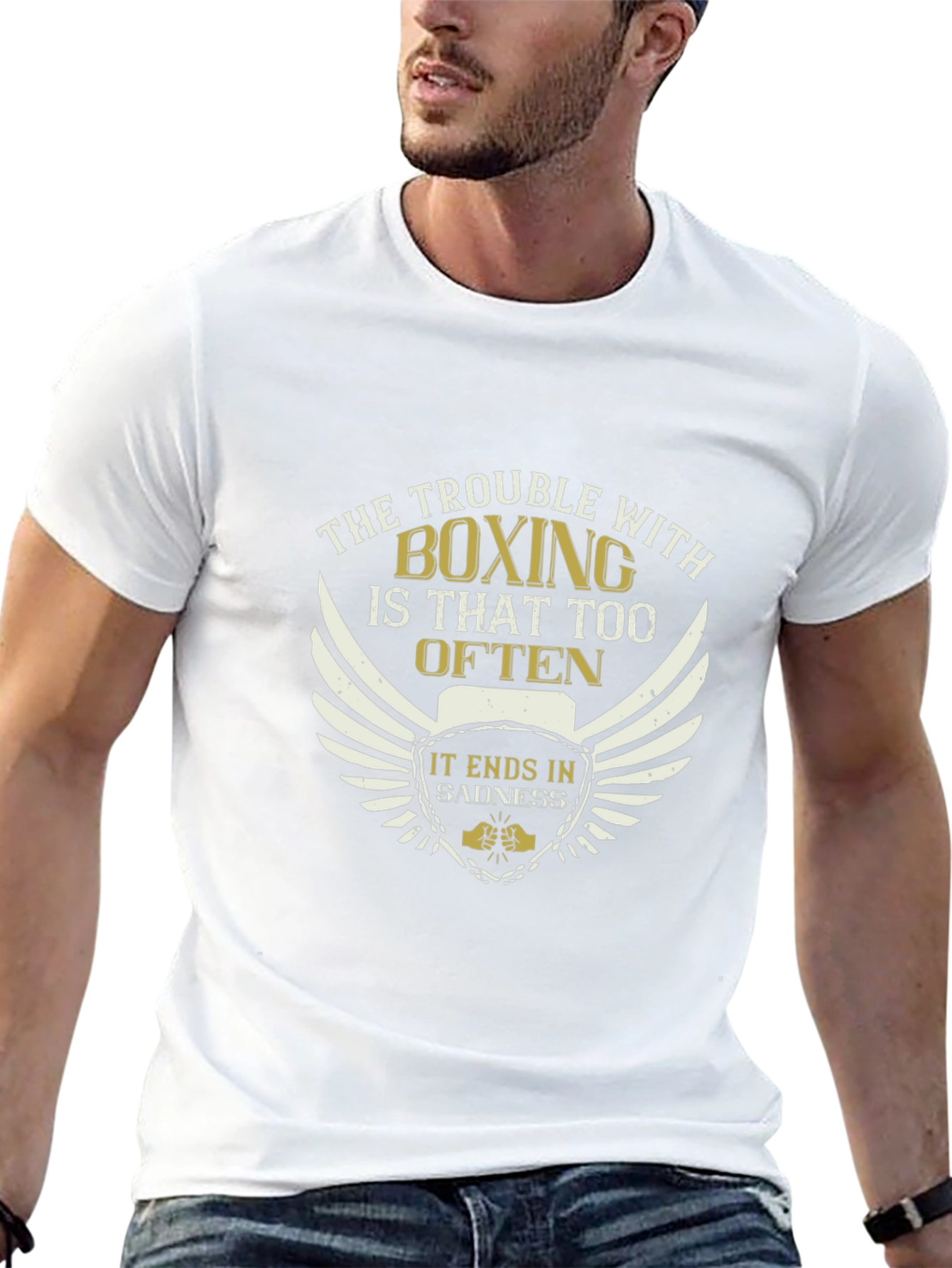 Boxing Sadness Graphic T-Shirt - Black