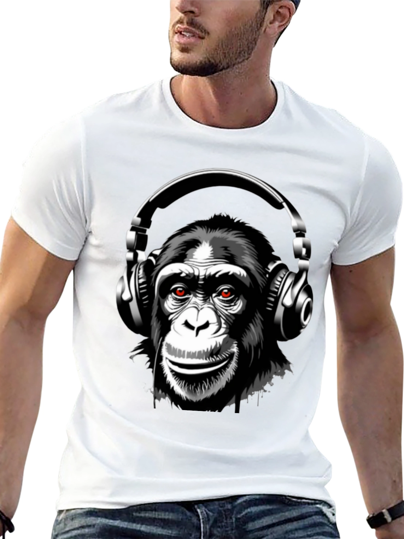 Monkey Headphones Graphic T-Shirt