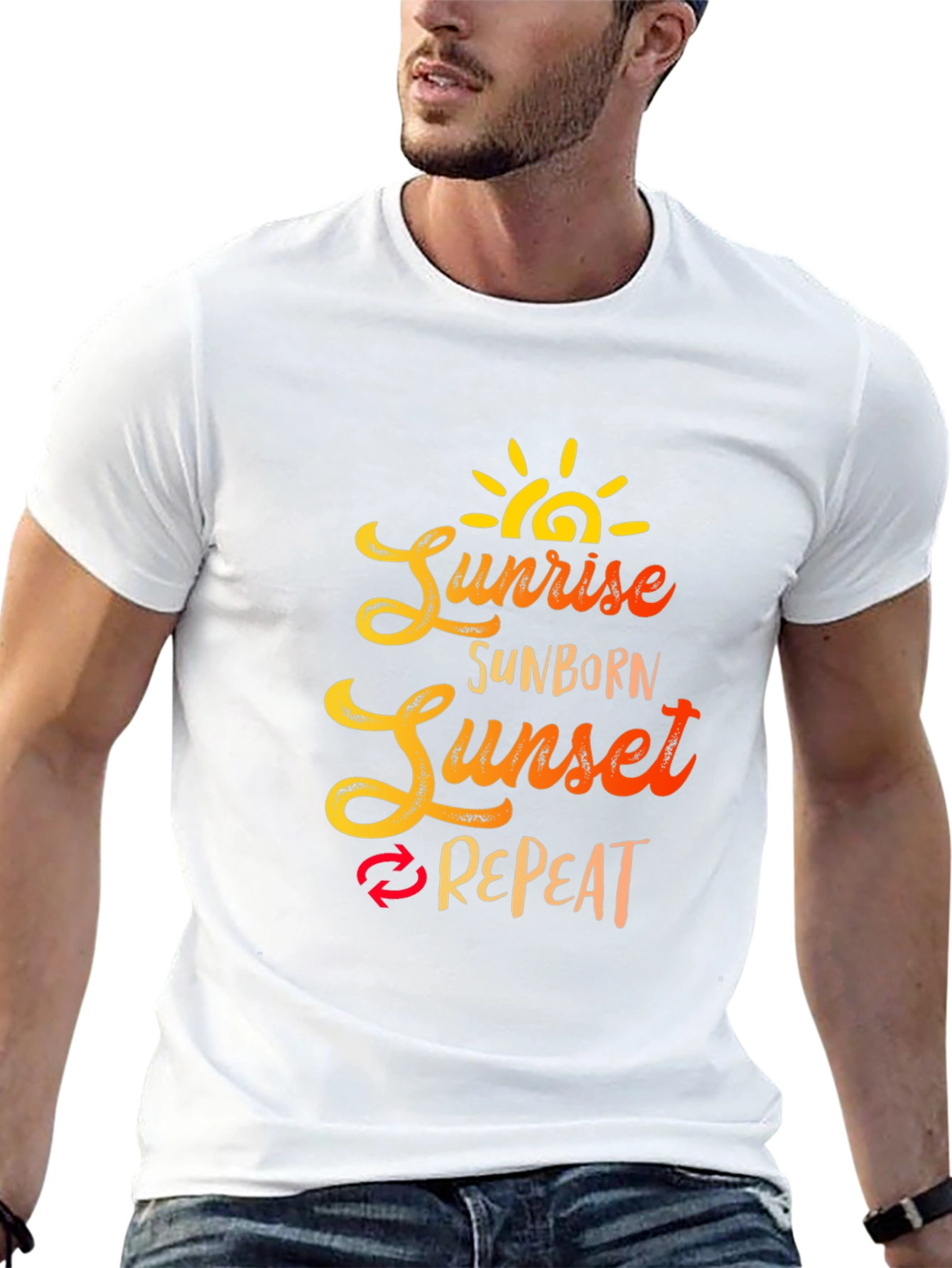 Sunrise Sunborn Sunset Repeat Graphic Tee