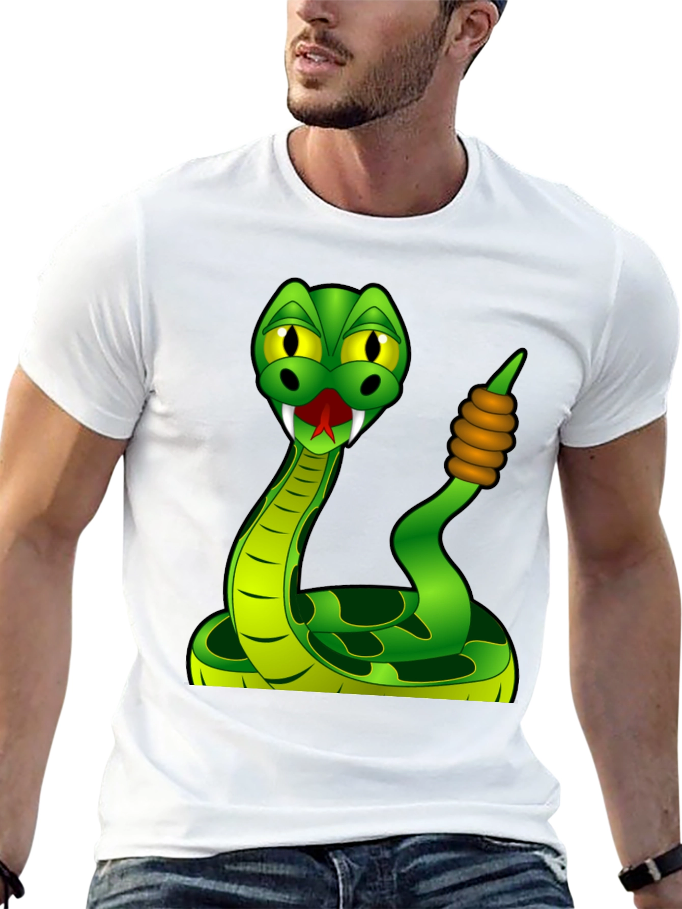 Funny Snake Graphic Tee - Cartoon Reptile Design