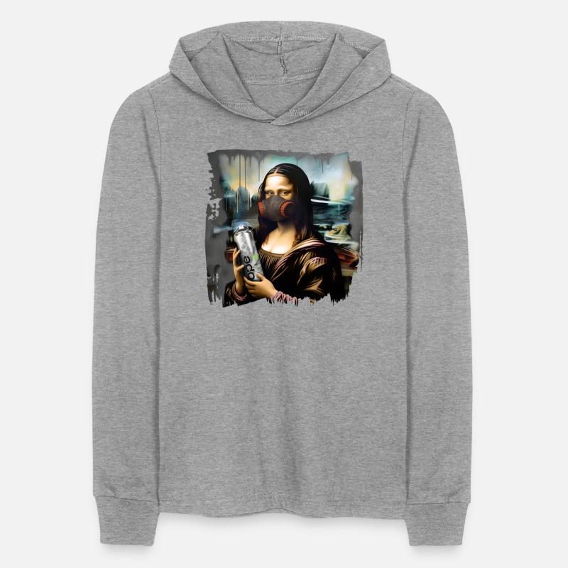 Mona Lisa with a spray paint in a paint respirator