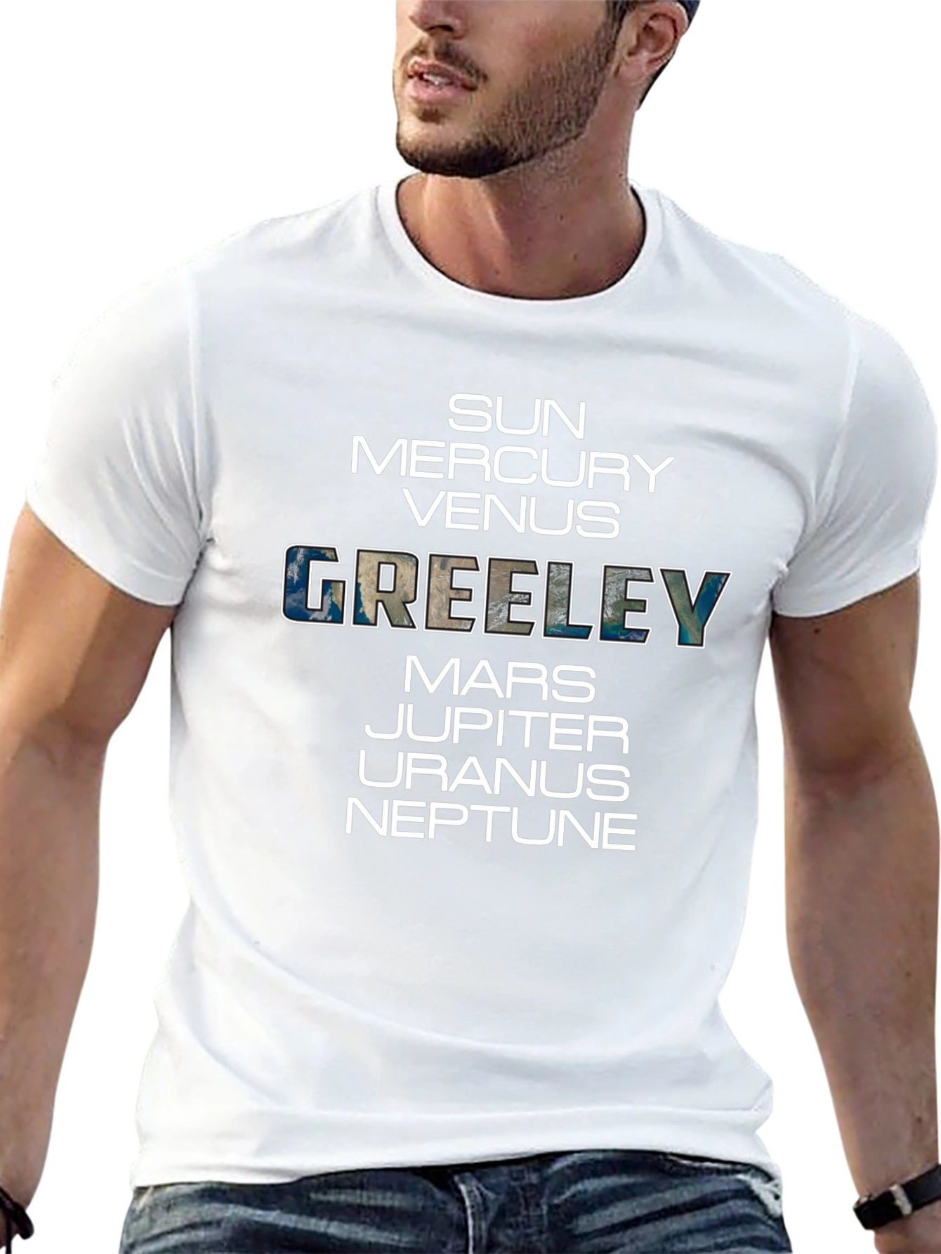 Planets & Greeley T-Shirt - Black Crew Neck