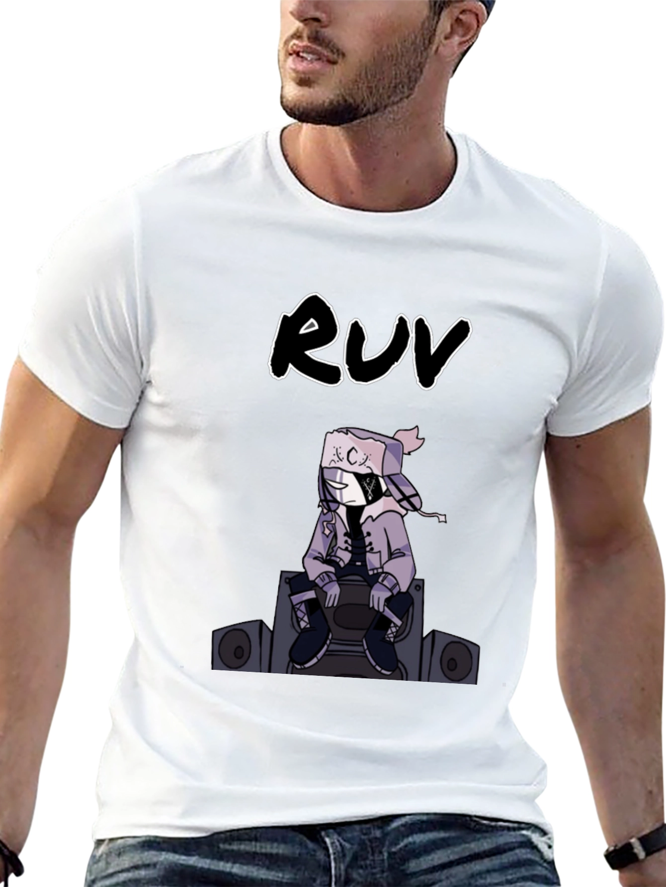 RUV Graphic Print Black T-Shirt