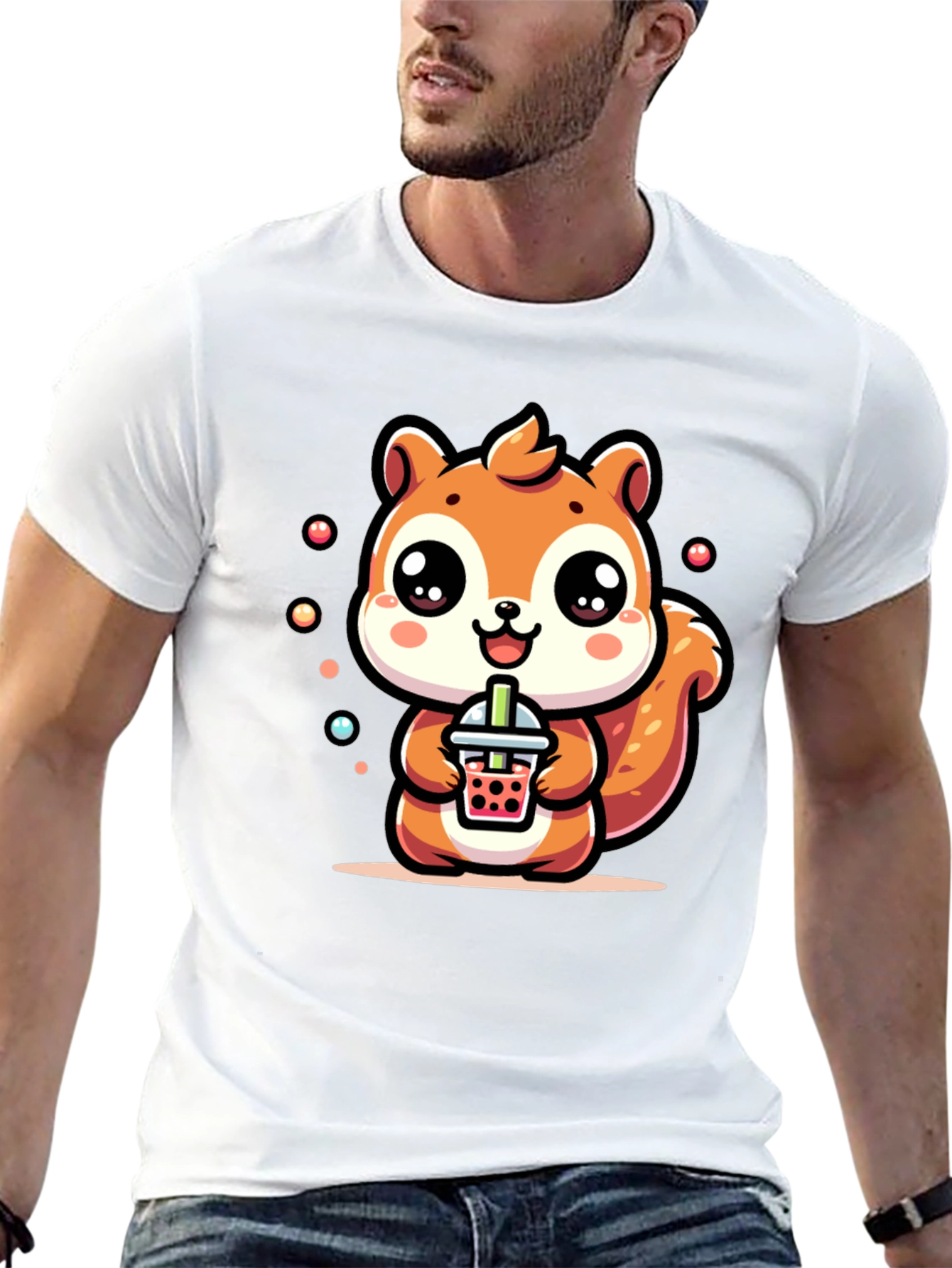 Cute Squirrel Boba Tea Graphic T-Shirt