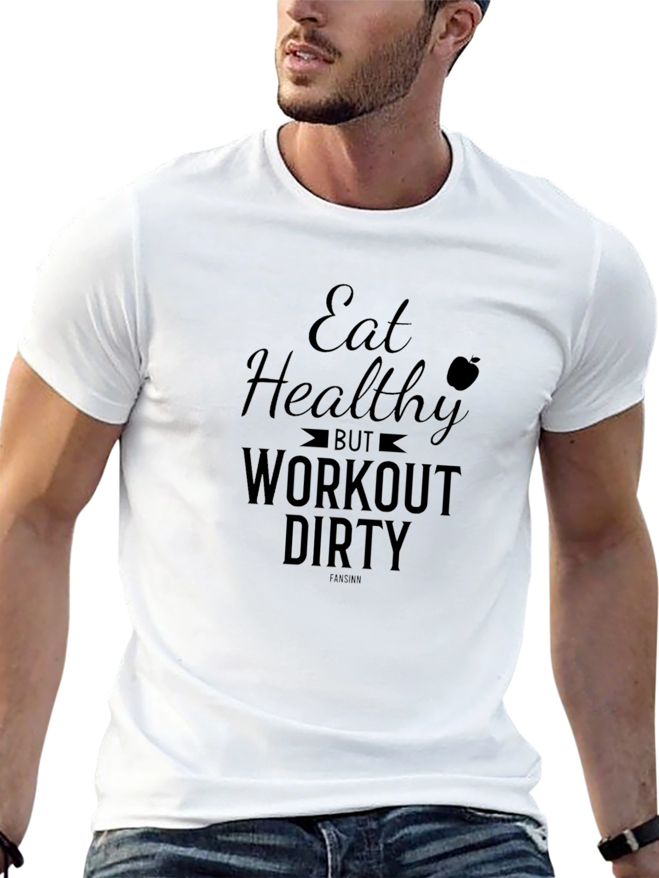 Eat Healthy Workout Dirty Black Graphic Tee