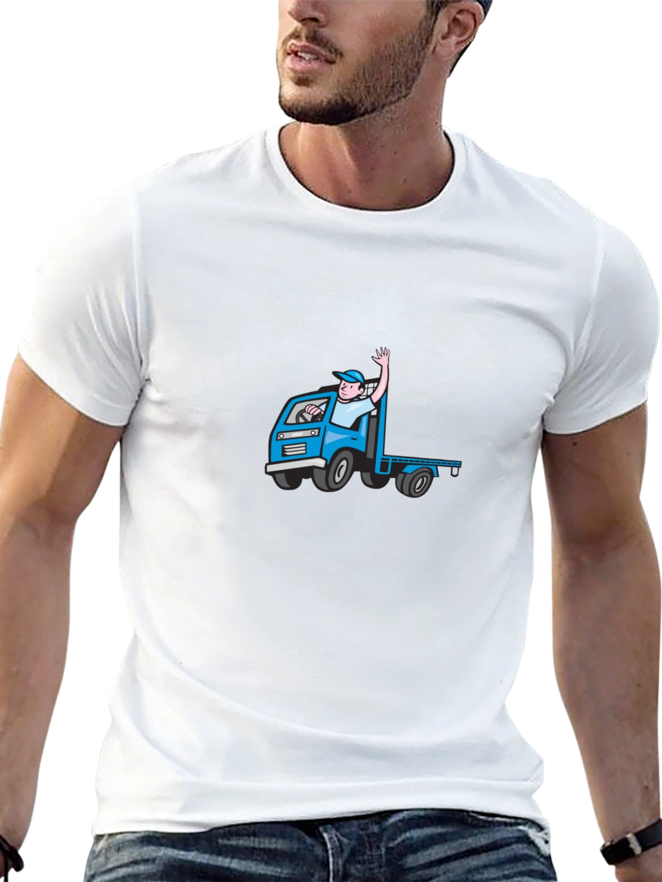 Cartoon Truck Driver Black Tee