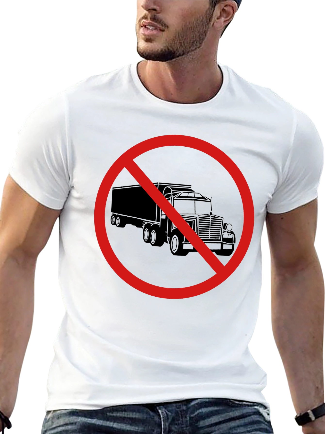 No Trucks Allowed Graphic Tee - Black Cotton T-Shirt