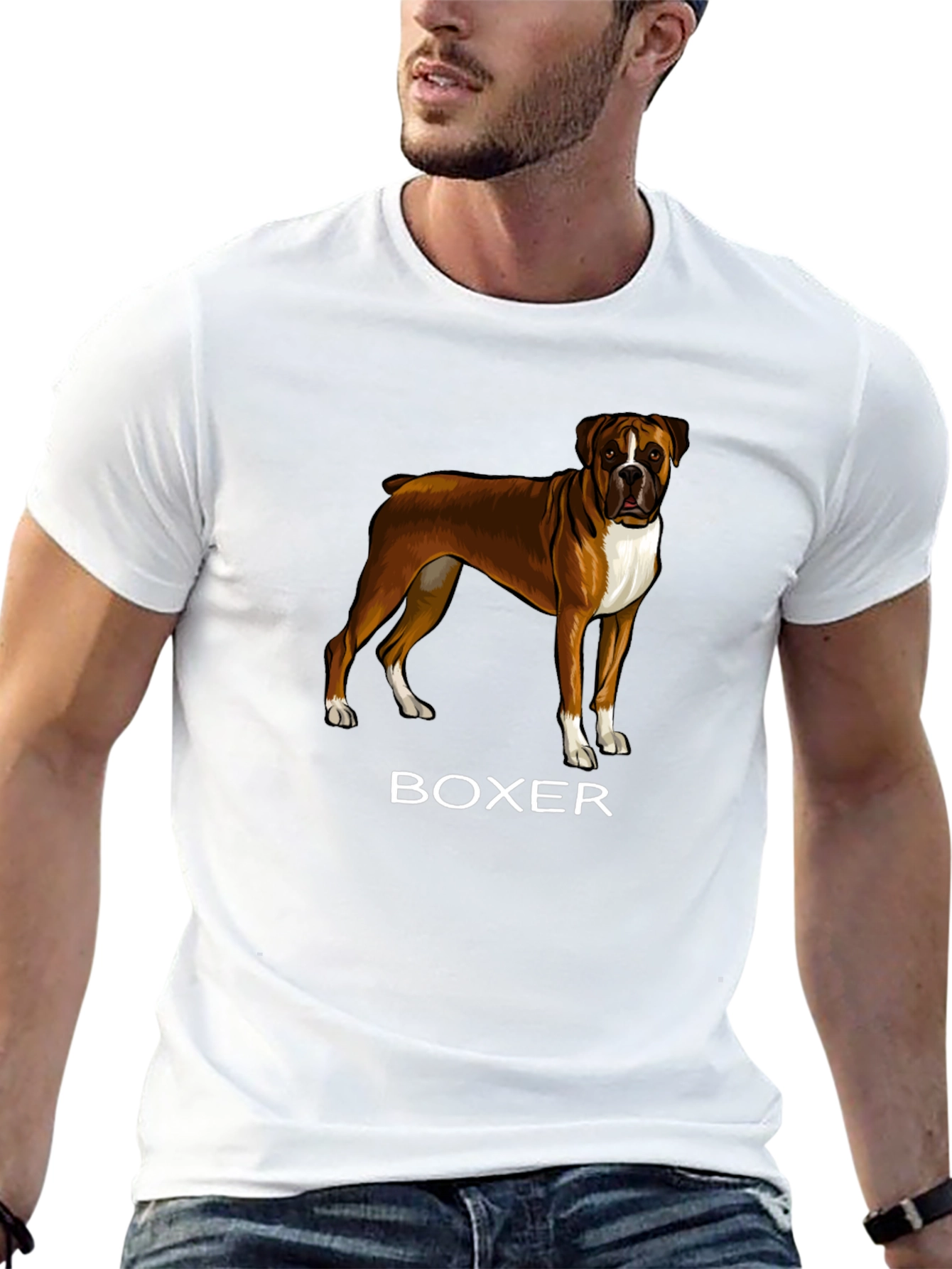 Boxer Dog Graphic T-Shirt - Mens Black Tee
